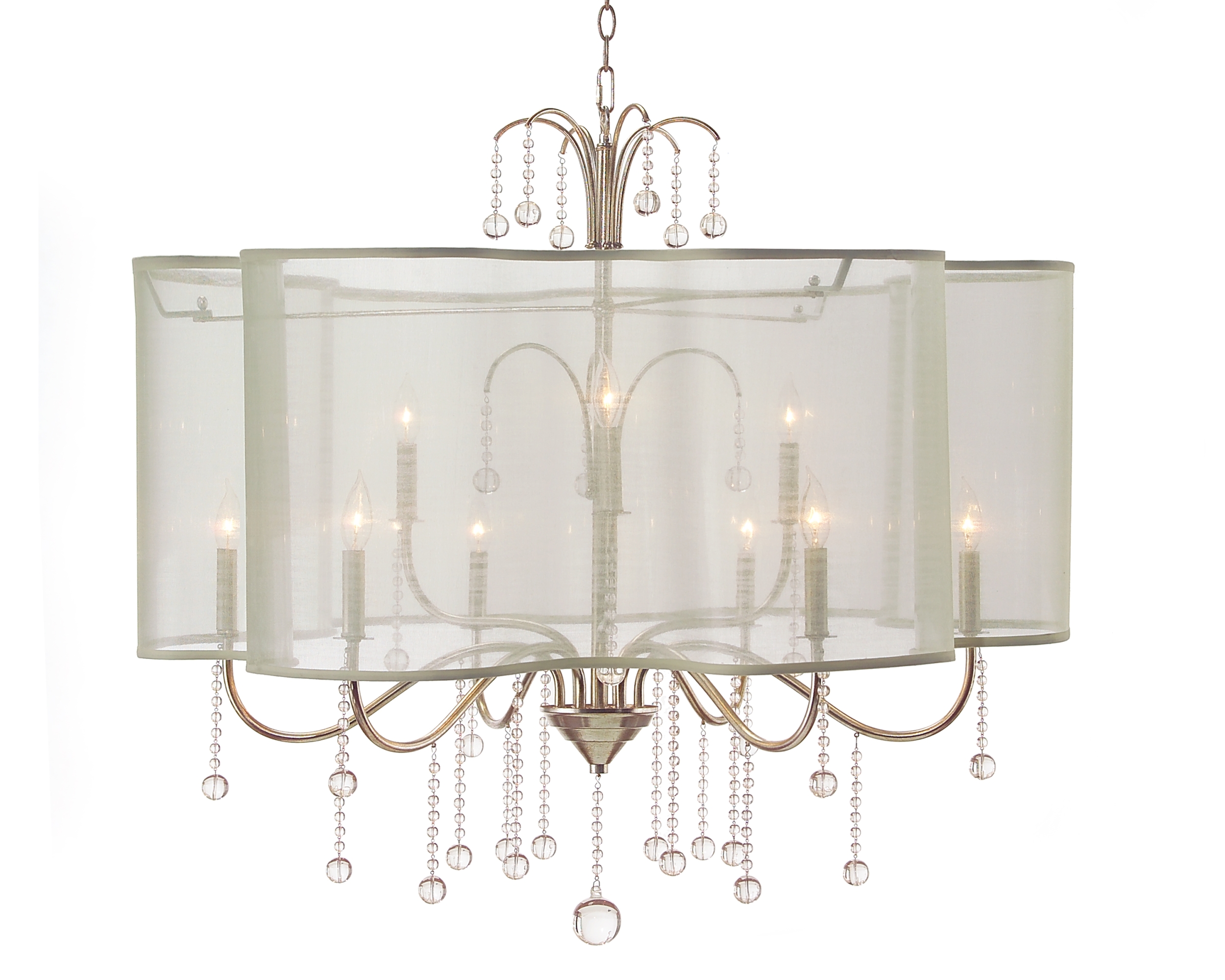 Antique Parisian Silver Nine-Light Chandelier