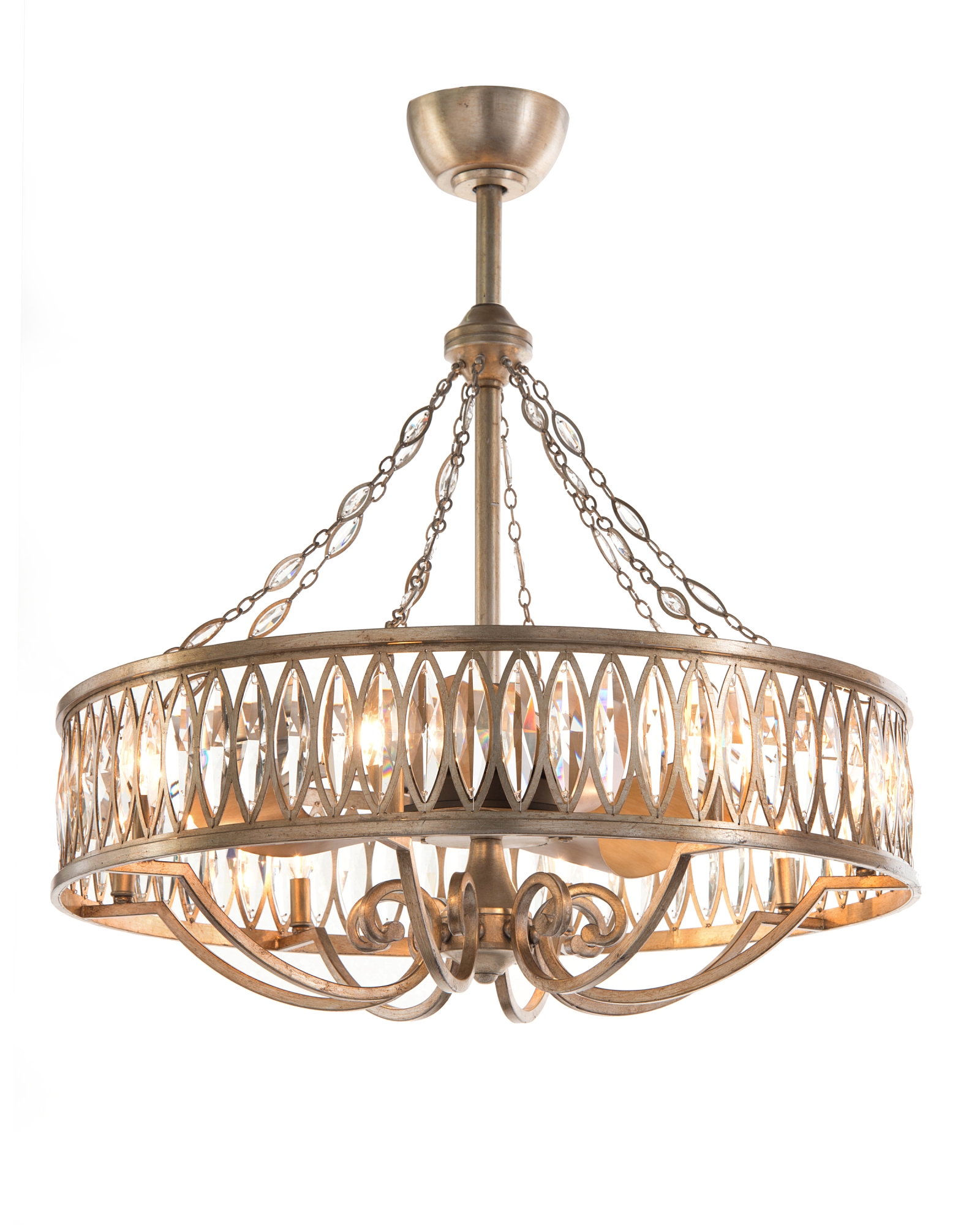 Marquise Crystal Eight-Light Pendant With Fan