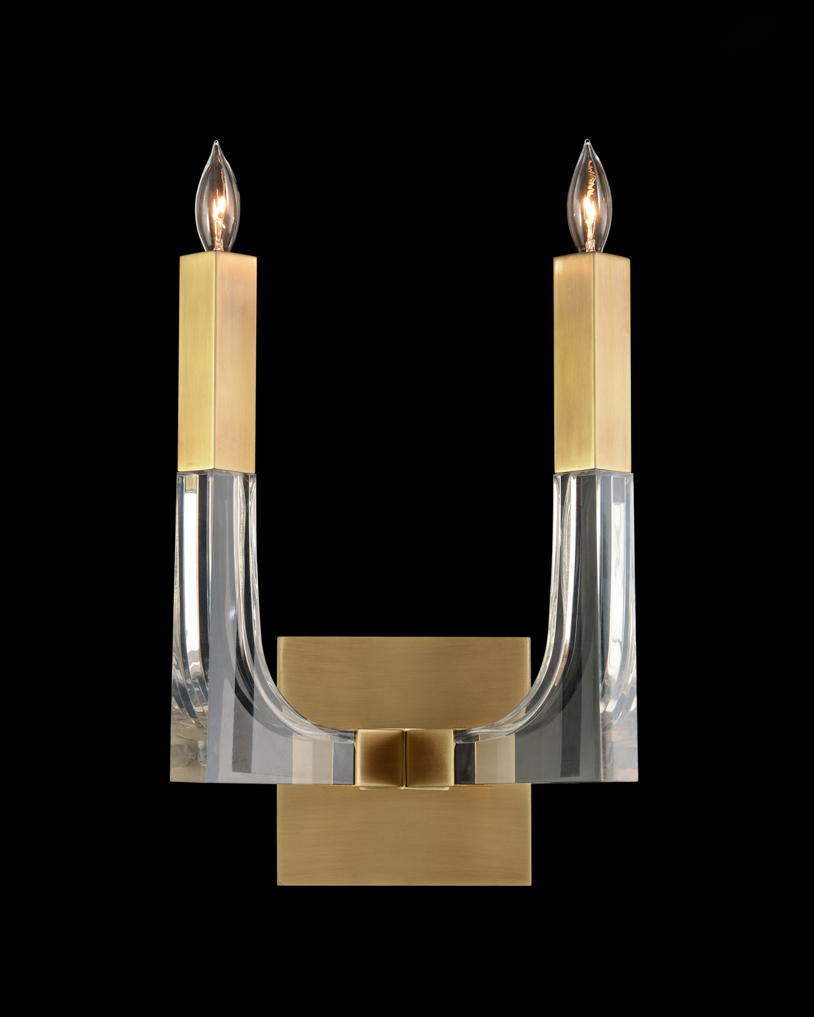 Acrylic And Brass Two-Light Wall Sconce