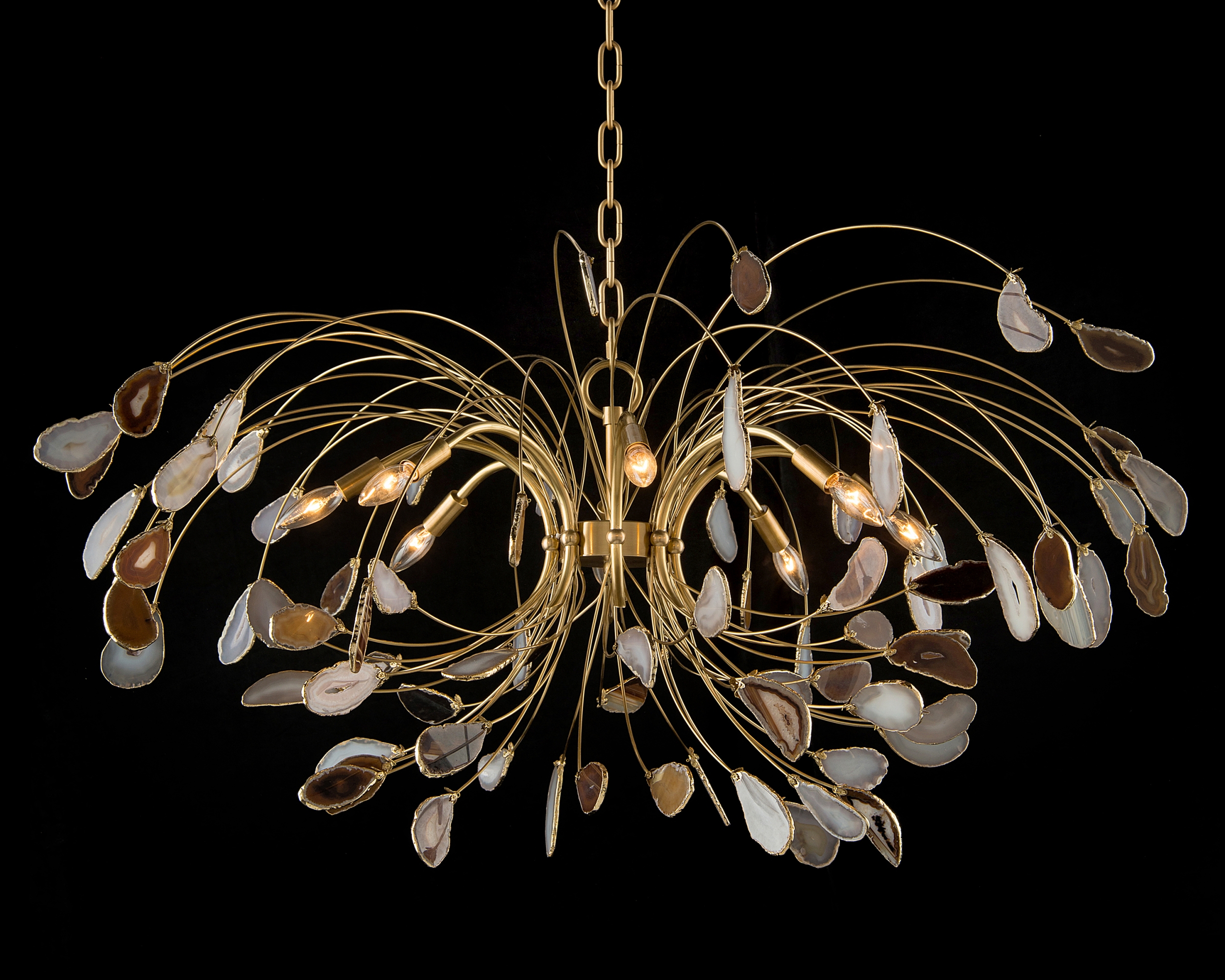 Agate And Brass Eight-Light Chandelier