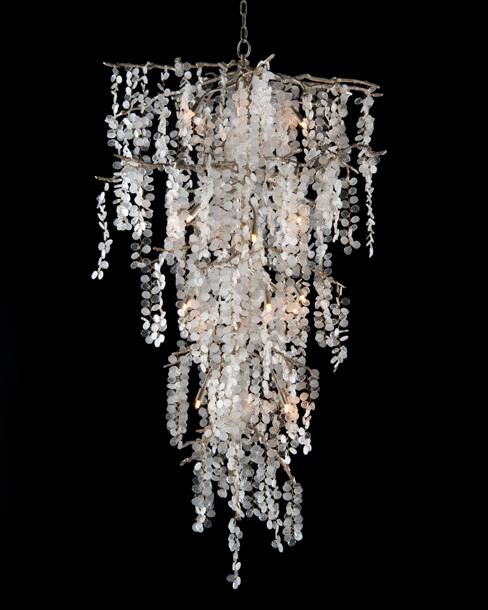 Shiro-Noda Twenty-One-Light Dramatic Glass Cluster Chandelier