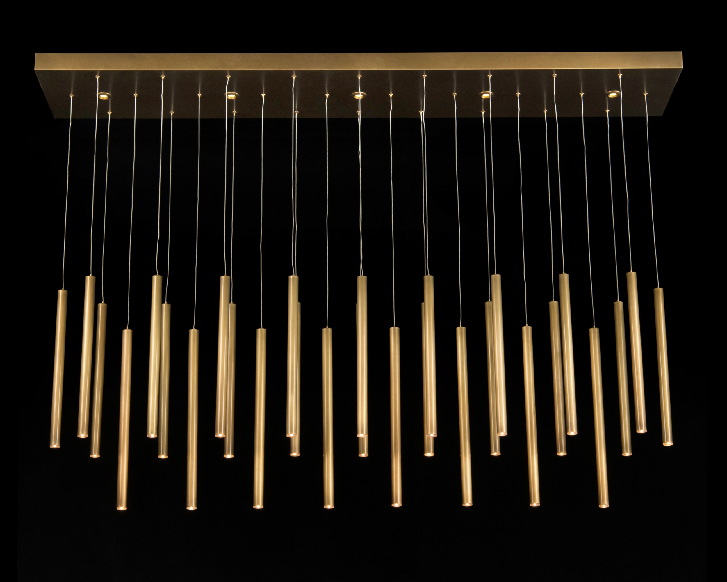 Hans Horizontal Thirty-Five-Light Brass Chandelier