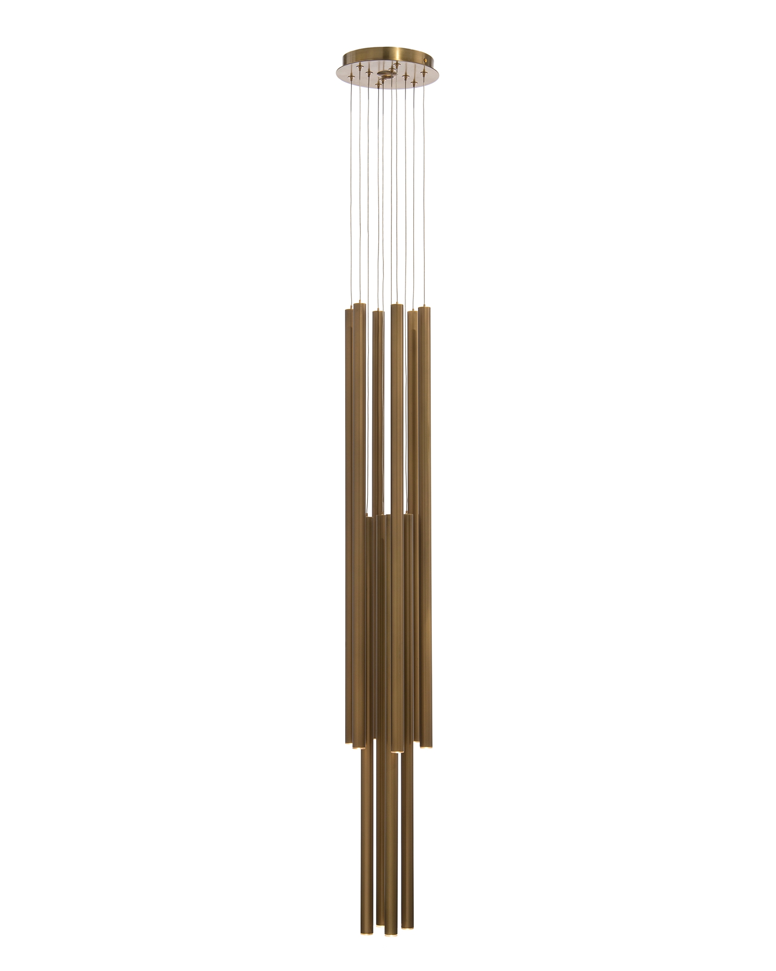 Hans Eleven-Droplight Brass Chandelier