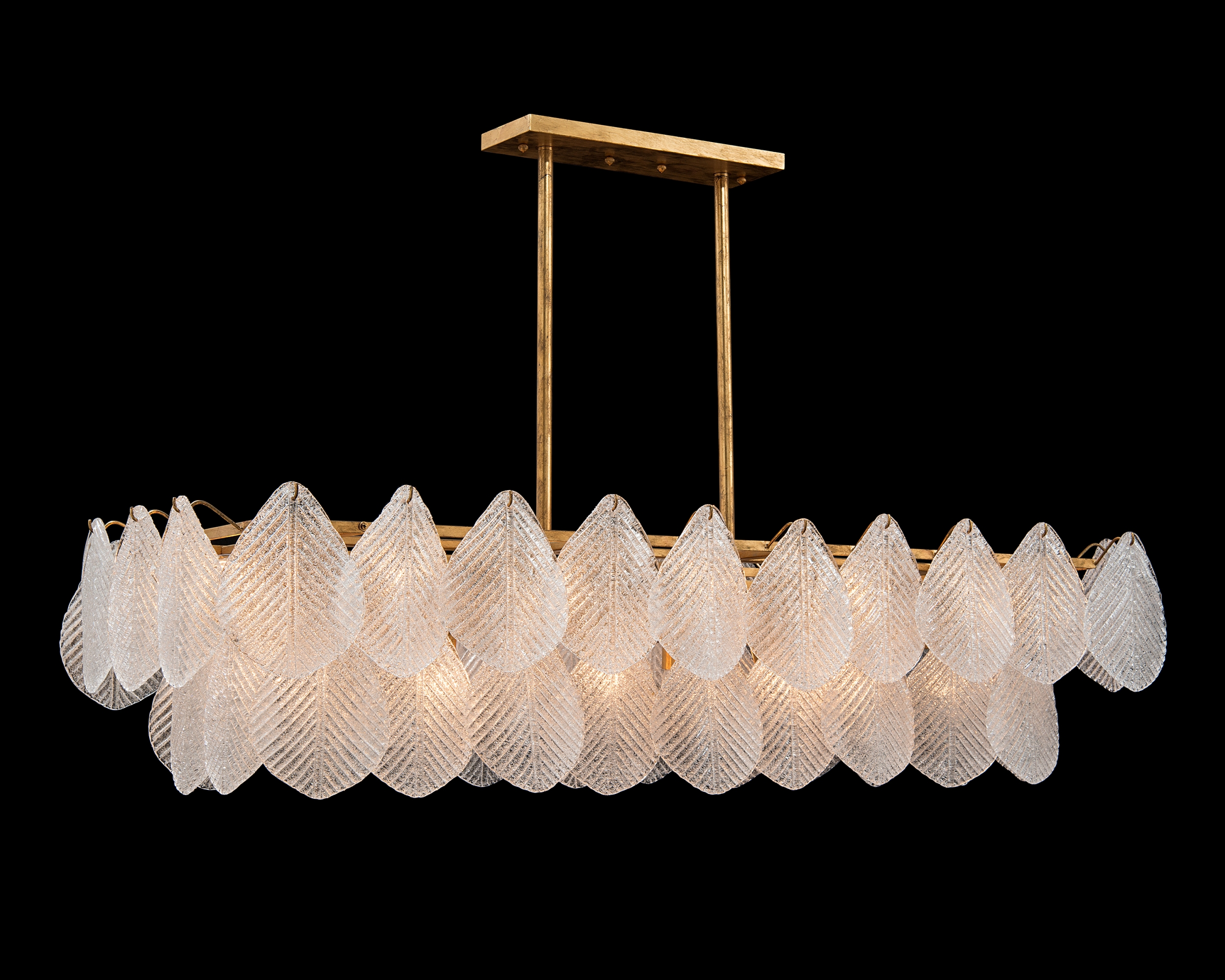 Frosted Glass Petal Horizontal Twenty-Four-Light Chandelier