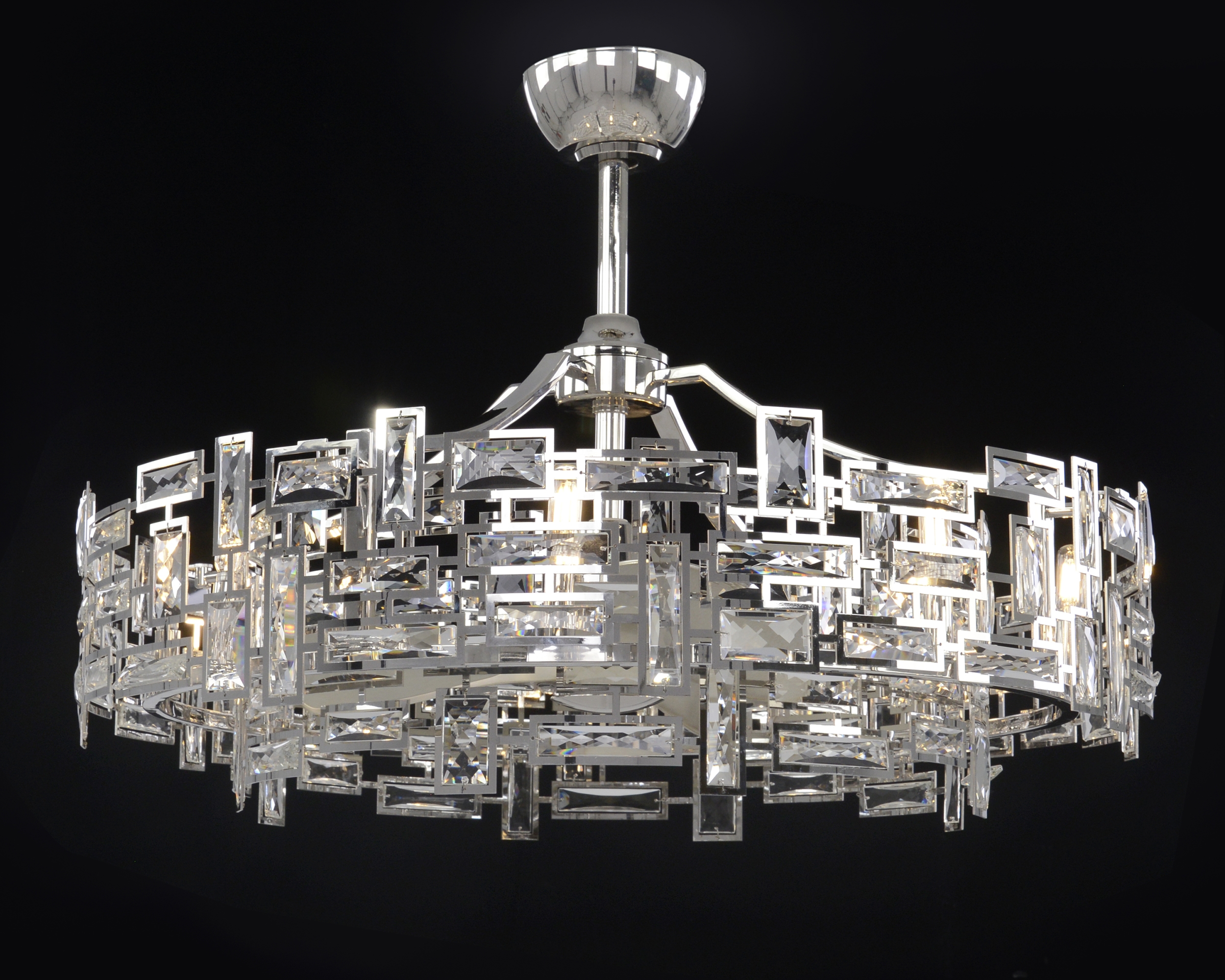 Eight-Light Chandelier with Fan