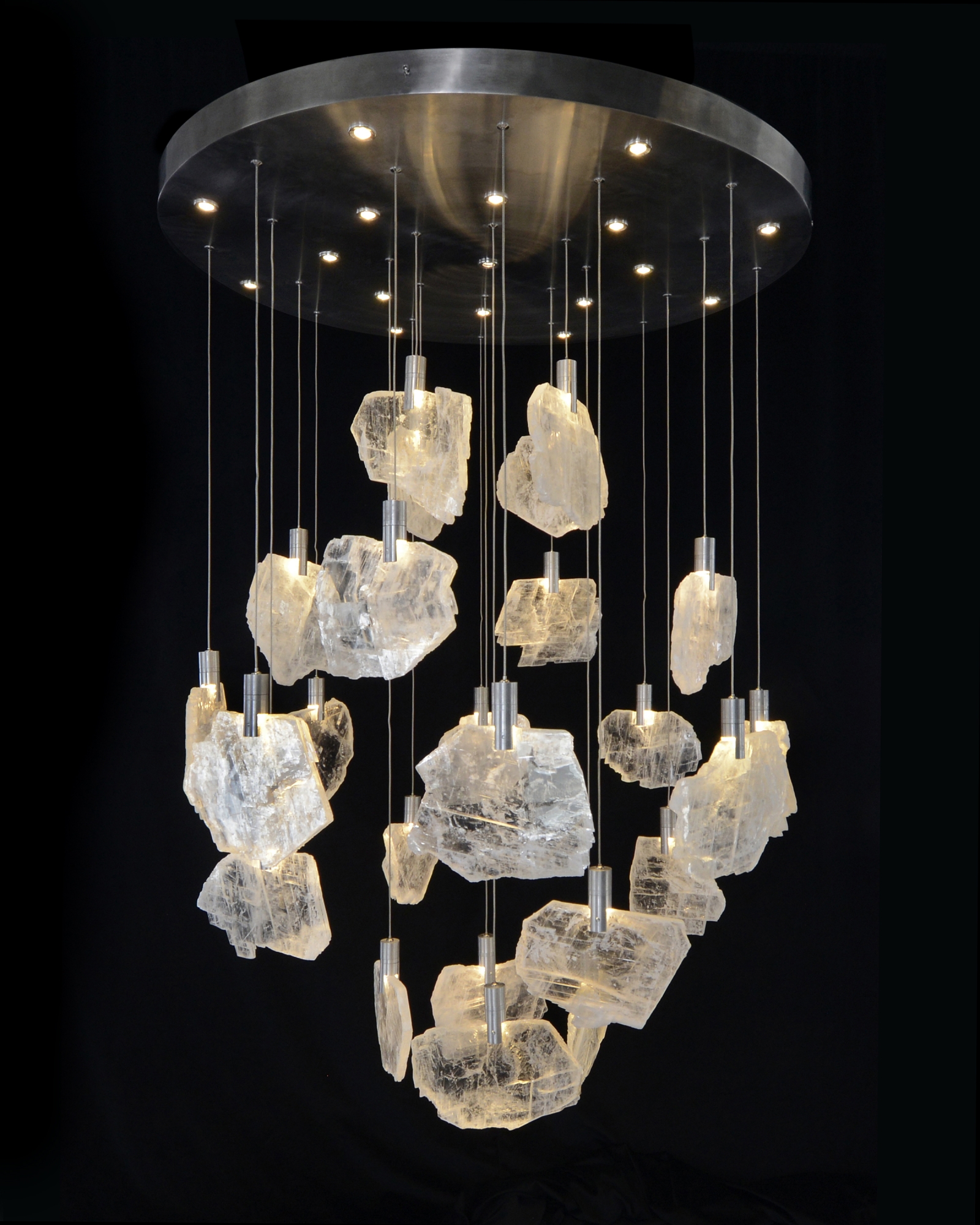 Moonlight Sonata:  Selenite Pane Forty-One-Light Pendant Chandelier