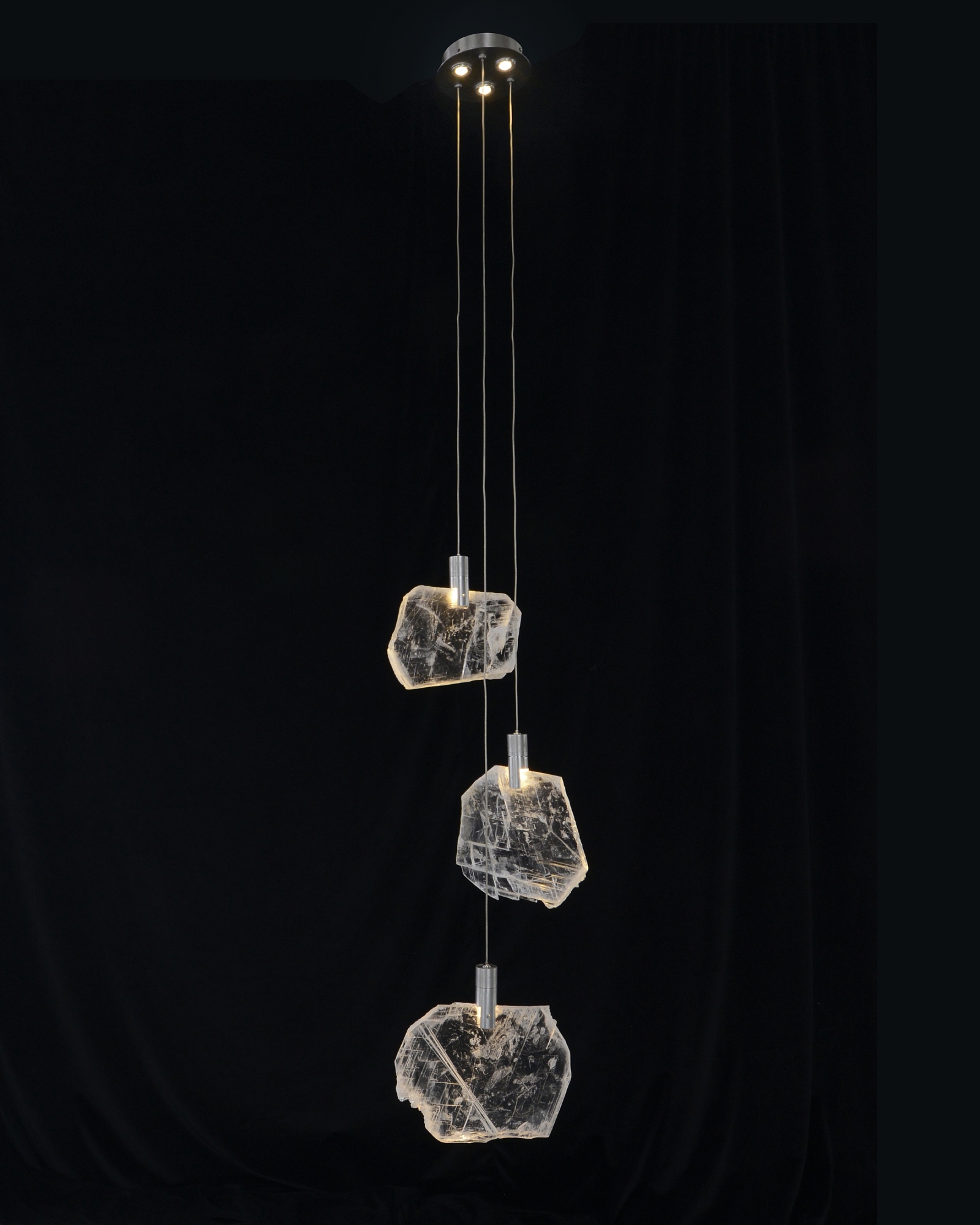 Moonlight Sonata:  Selenite Pane Six-Light Droplight Chandelier