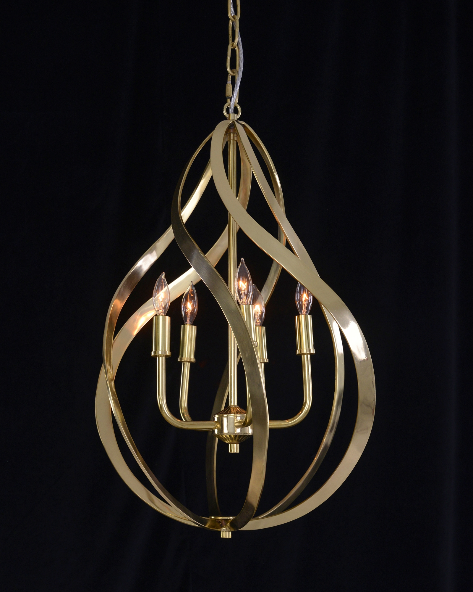 Ribbons Of Brass Swirls Five-Light Pendant