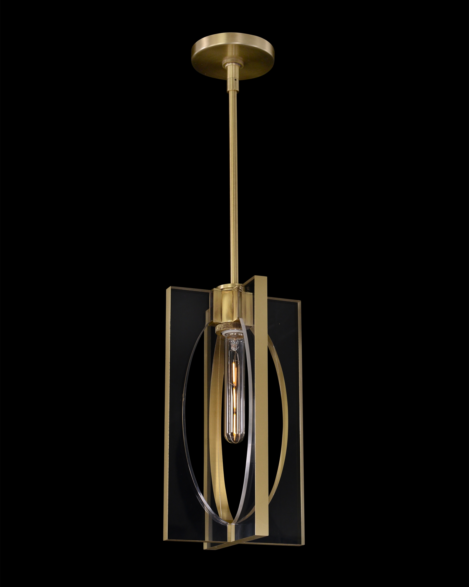 Genesis:  Acrylic And Antique Brass Single Droplight