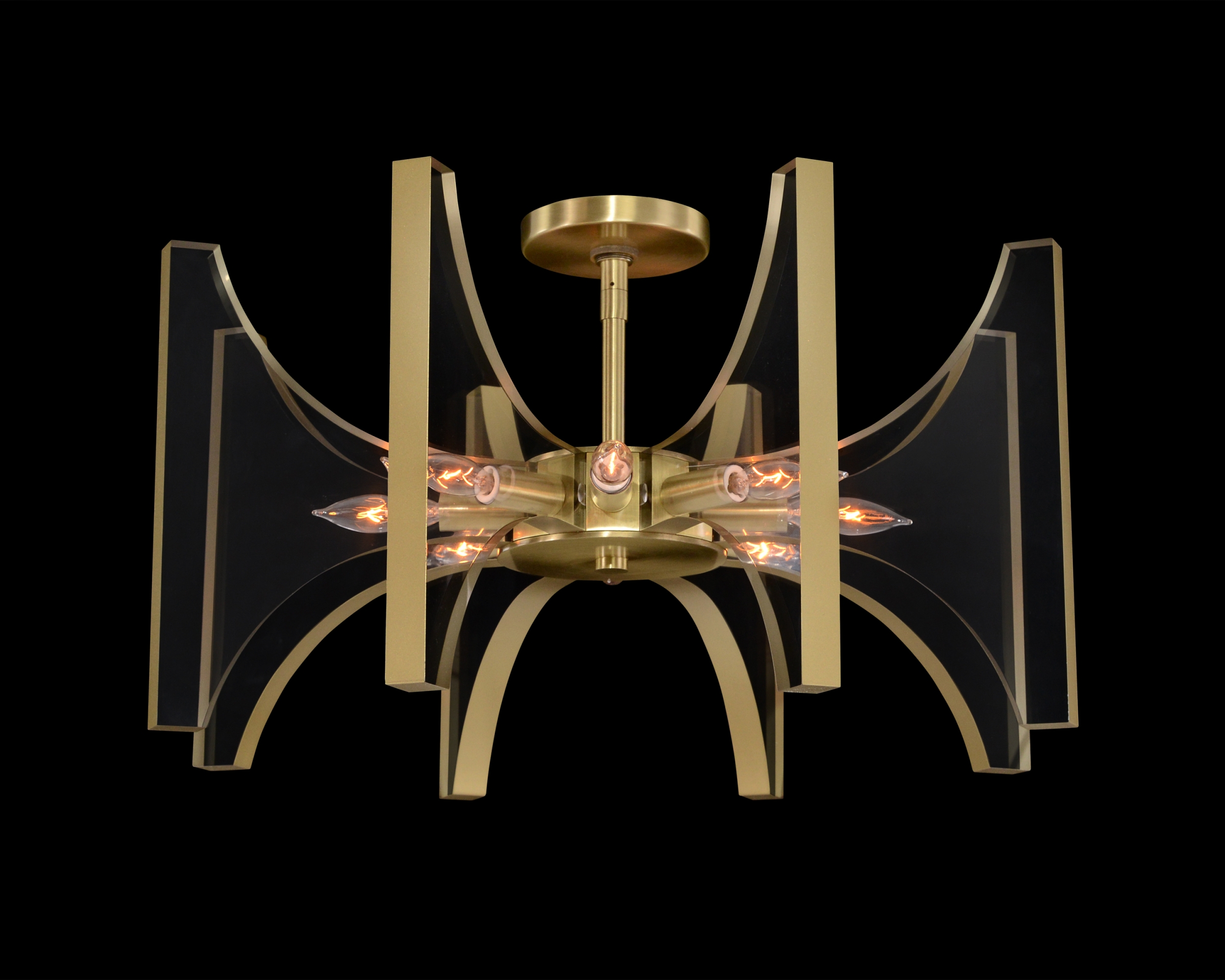 Genesis: Acrylic and Antique Brass Eight-Light Semi-Flush