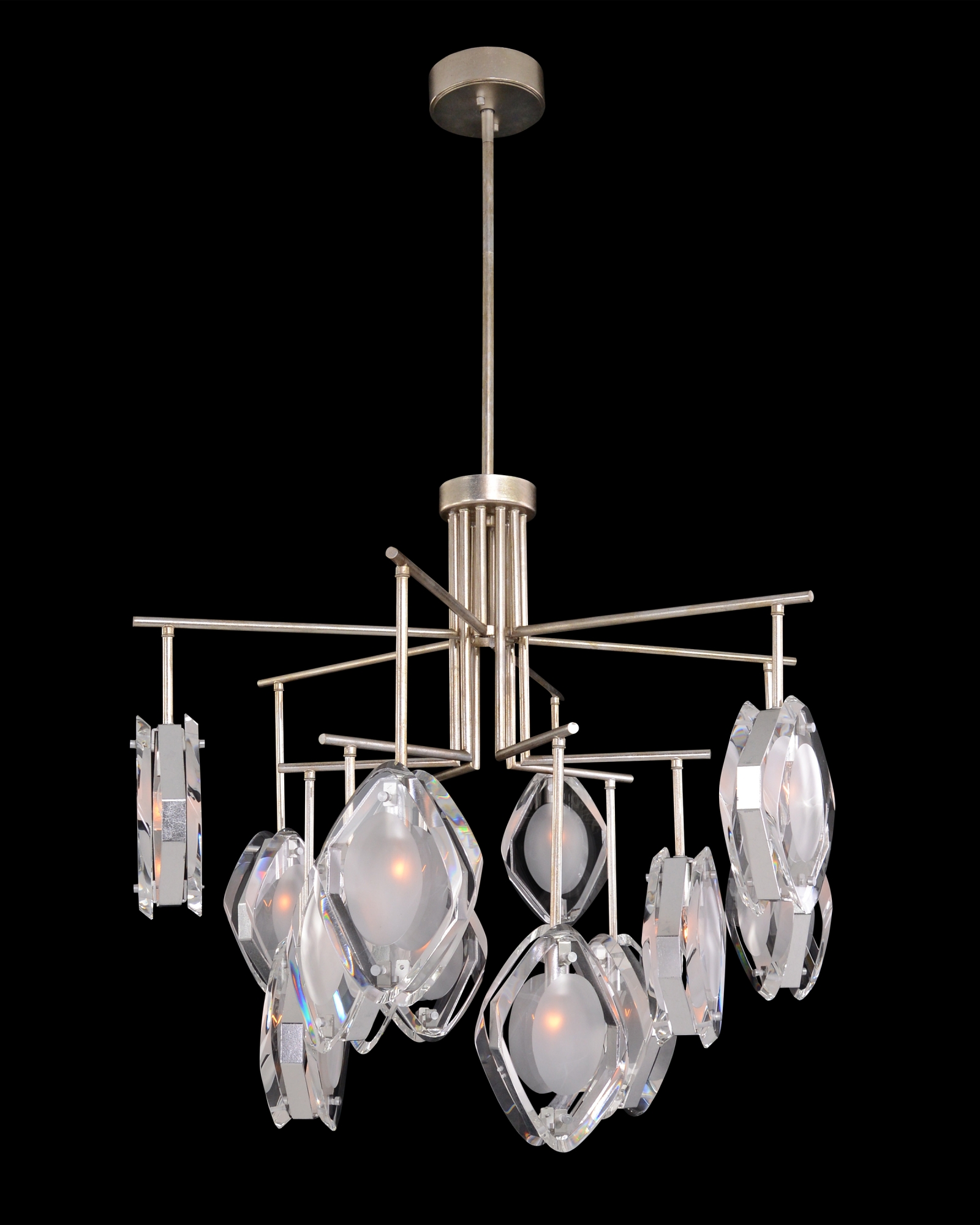 Faceted Glass Twelve-Light Chandelier