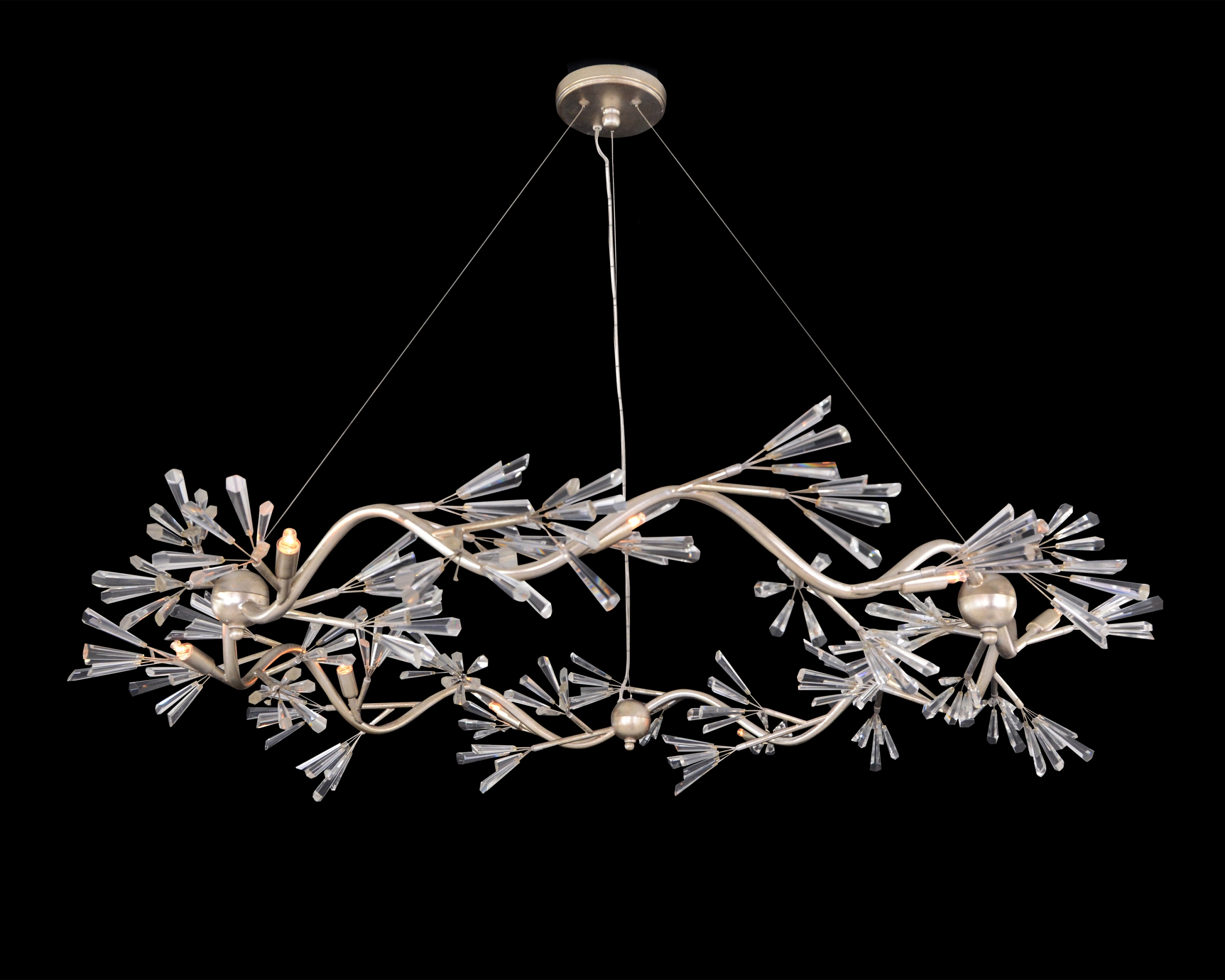 Luna:  Crystal Wand Branched Nine-Light Chandelier