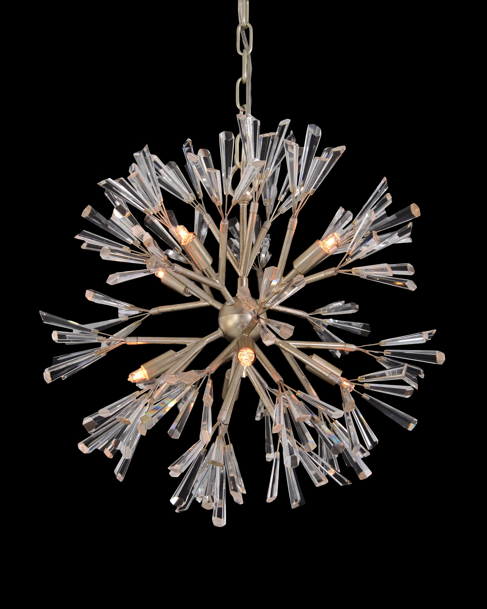 Luna:  Crystal Wand Branched Eight-Light Pendant Chandelier