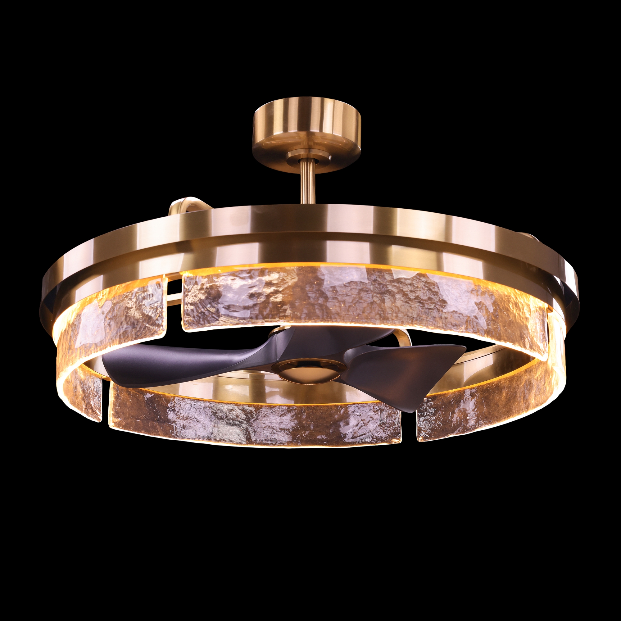 Sinclair Chandelier with Fan, Brass