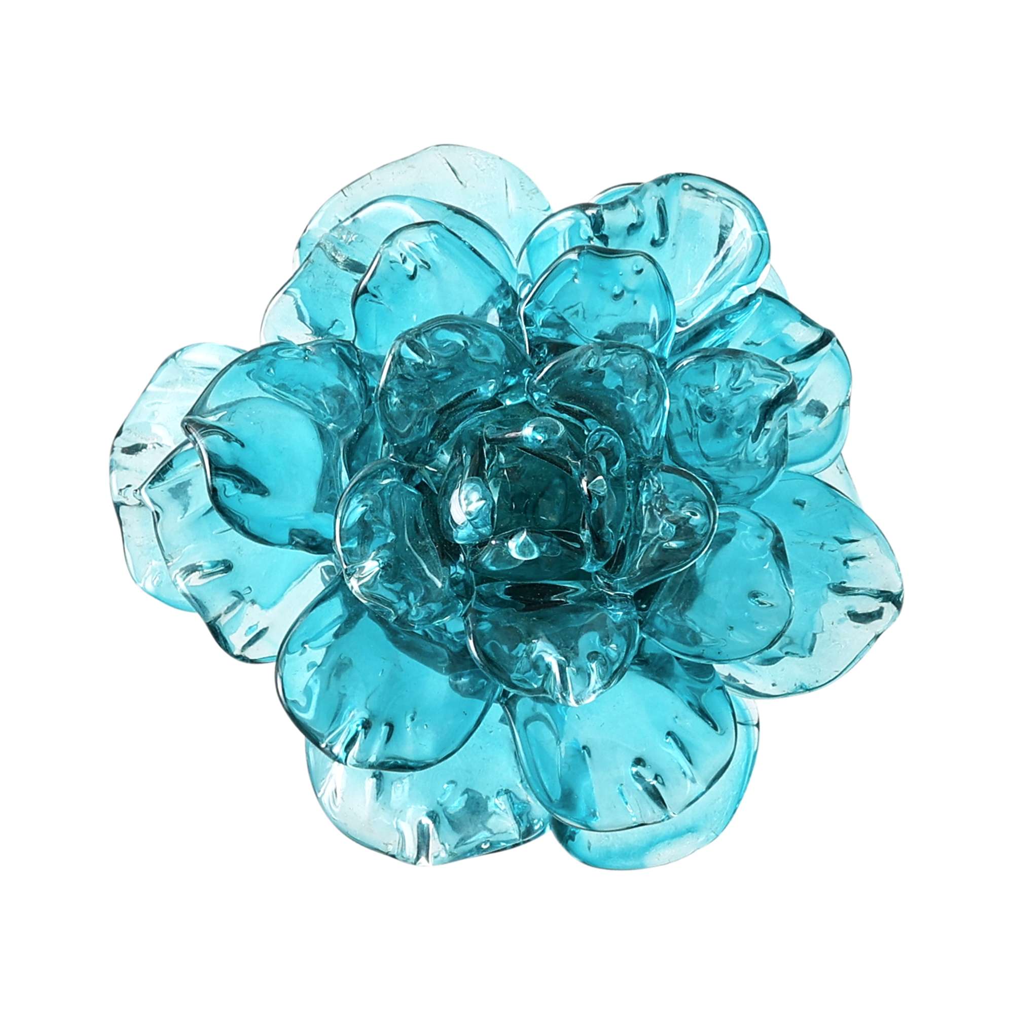 Teal Glass Flower Wall Art