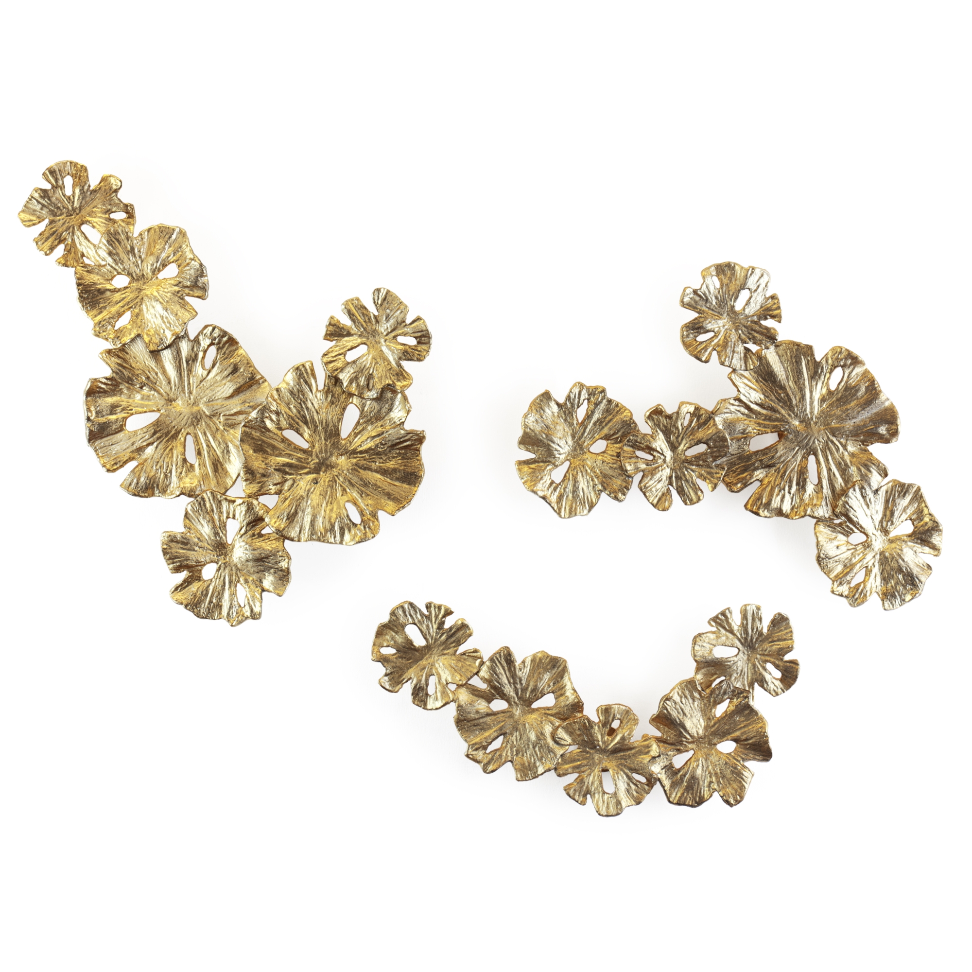 Petal Cluster Wall Art, Set of 3 Brass
