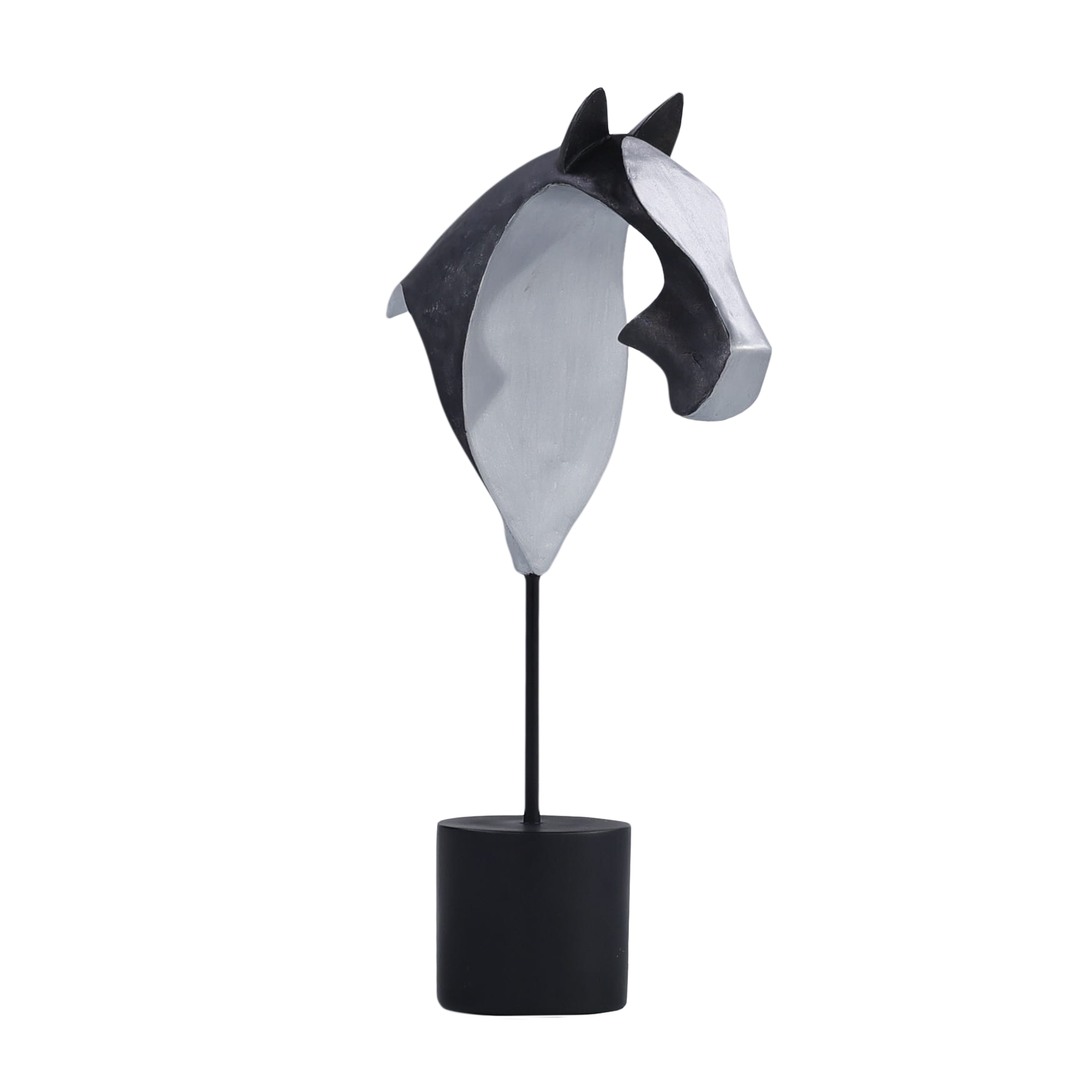 Horse Head Sculpture on Iron Base