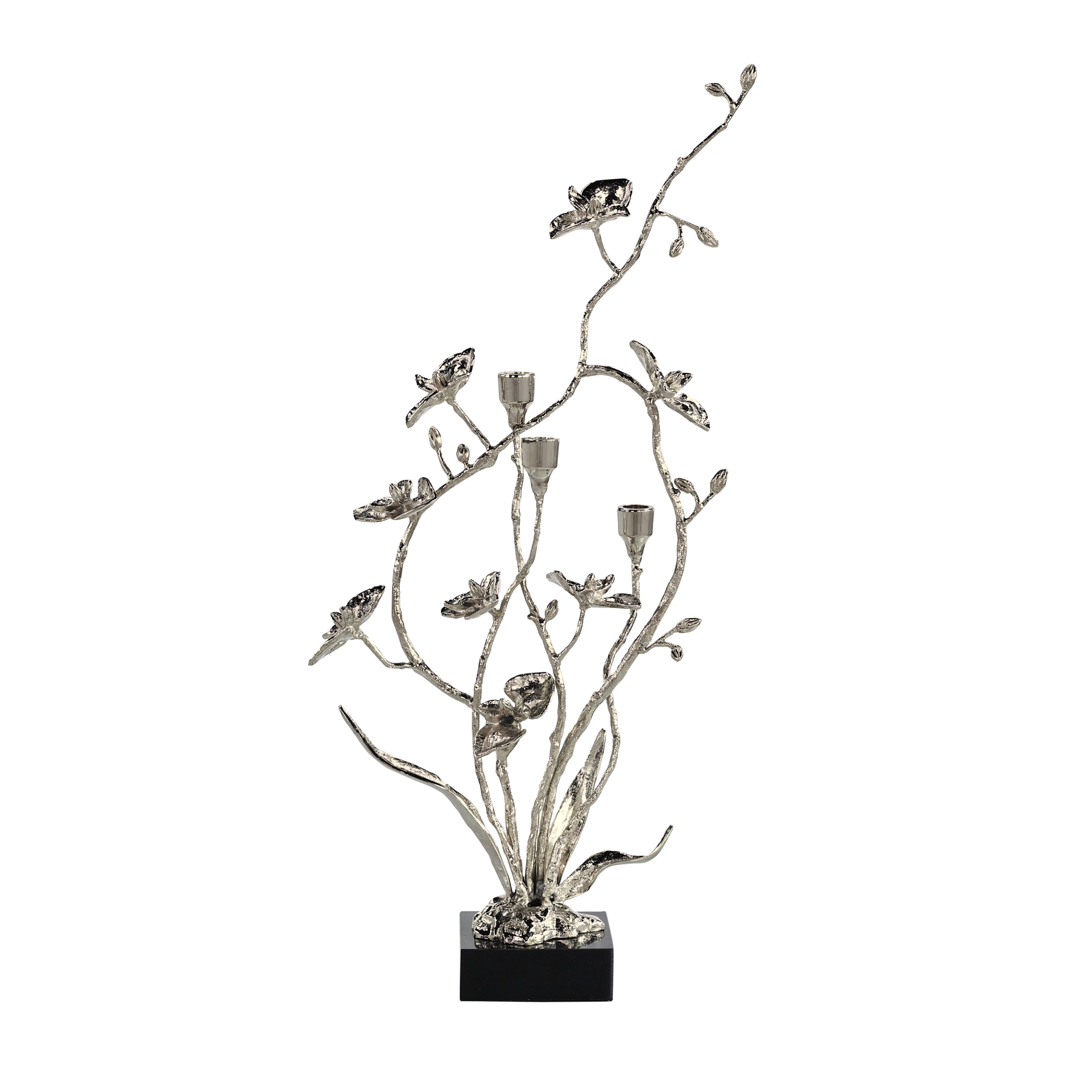 Orchids in Bloom Candleholder, Small Nickel