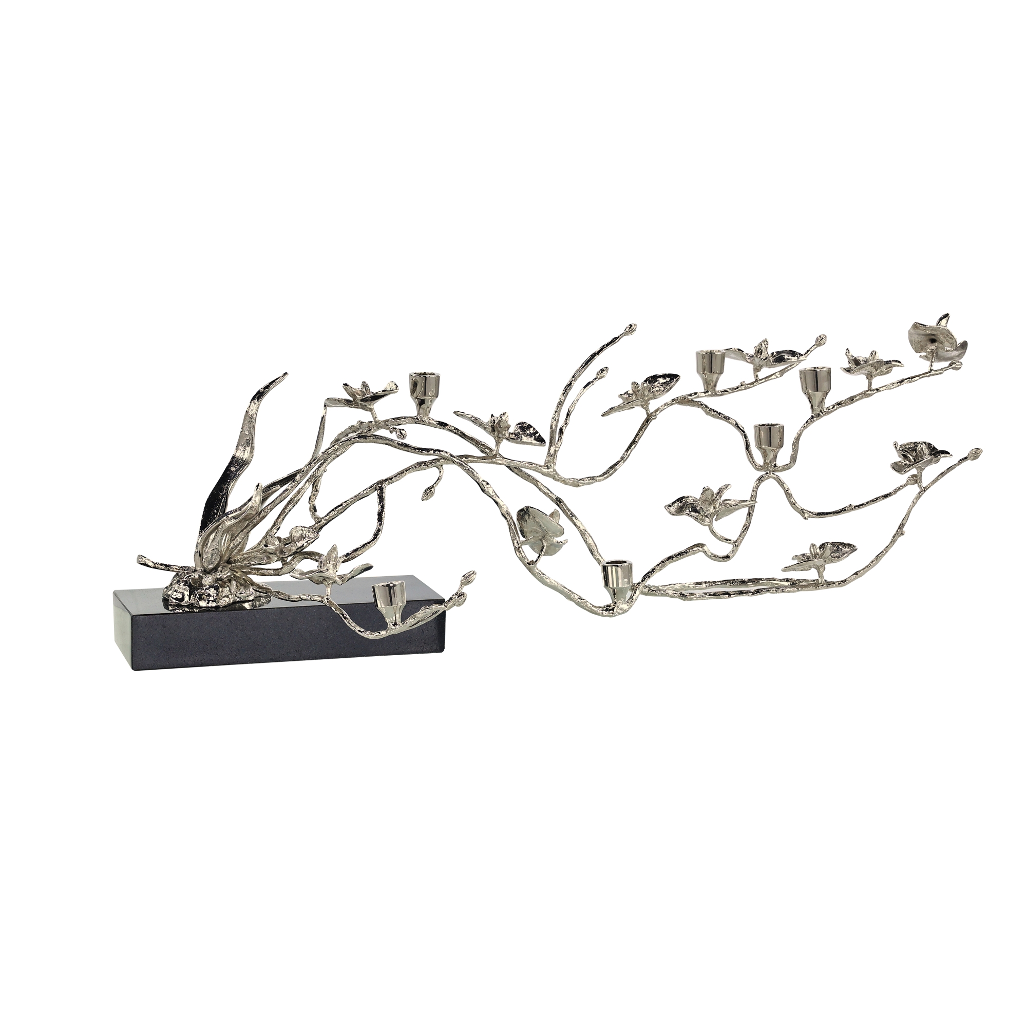 Orchids in Bloom Candleholder, Large Nickel