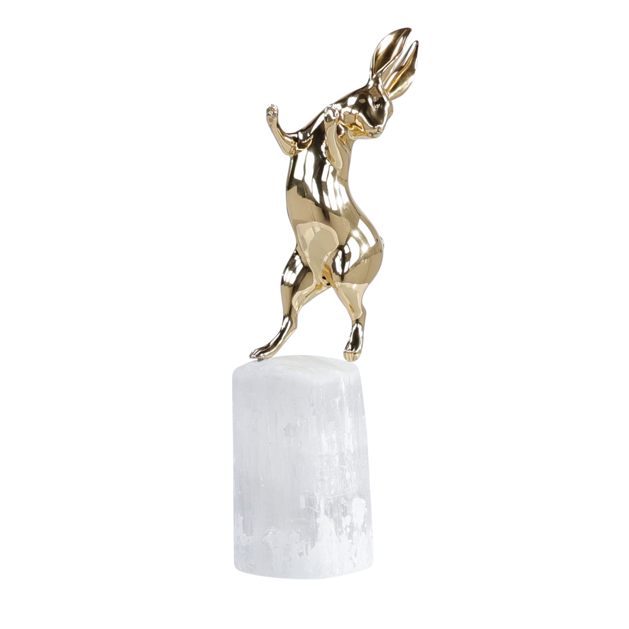 Dancing Bunny Sculpture on Selenite