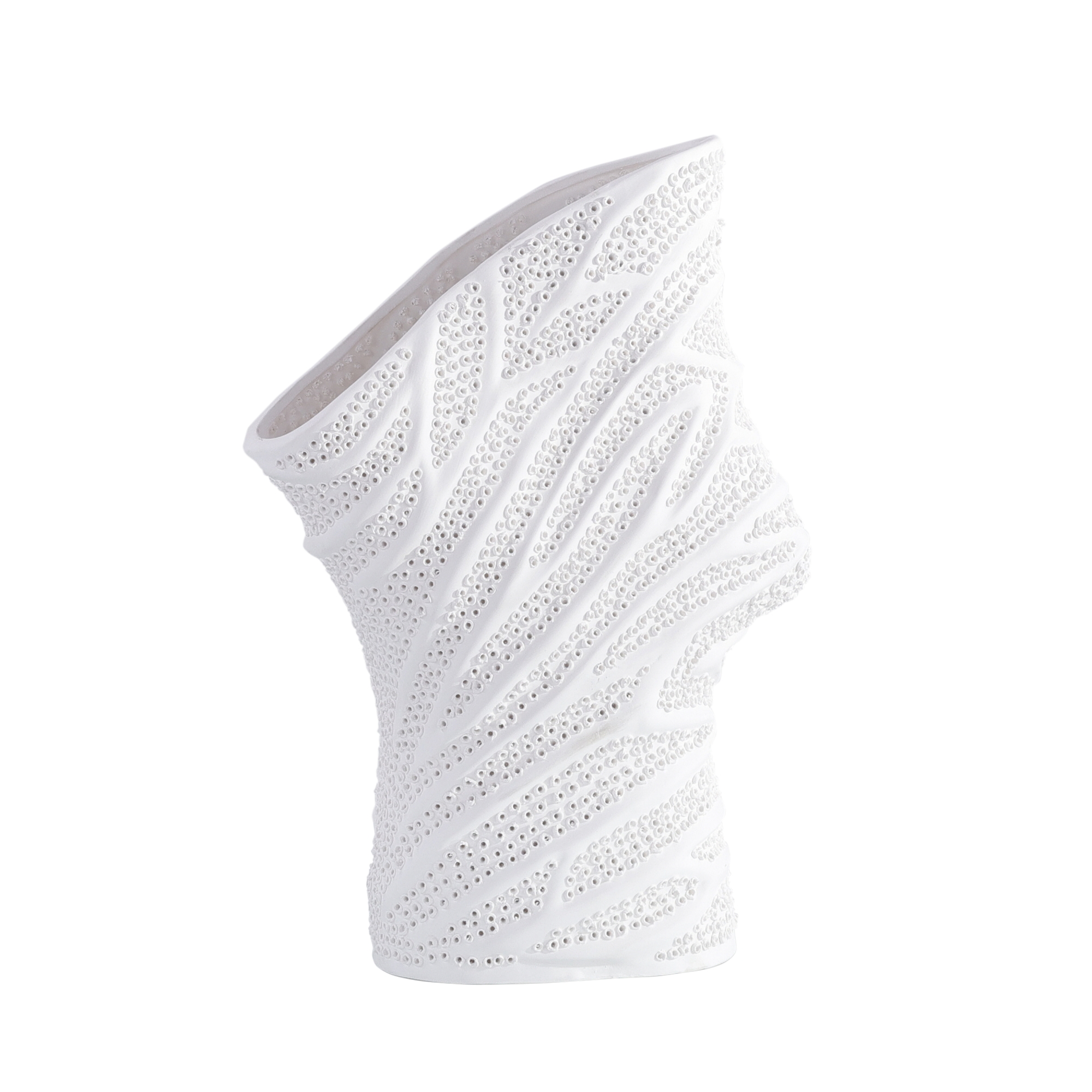 Porcelain Mesh Vase, White