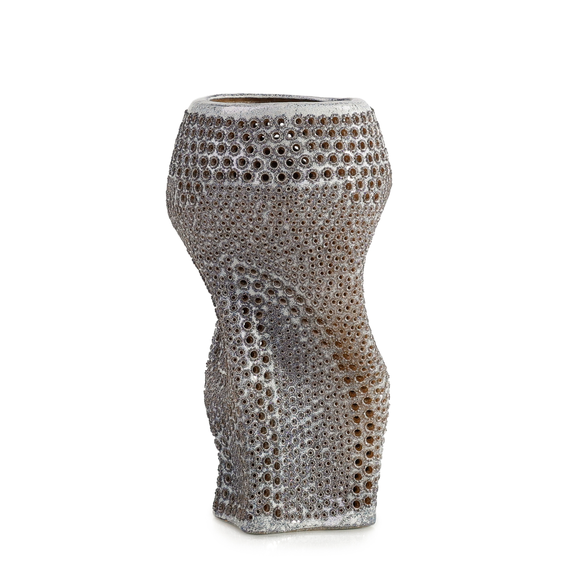 Perforated Porcelain Vase, Silver