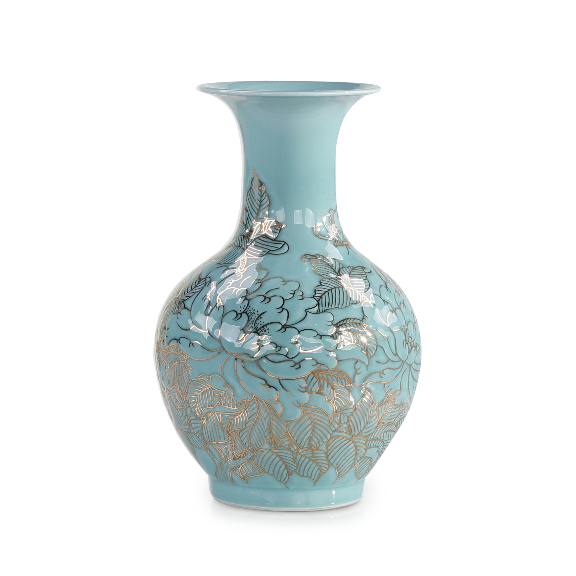 Turquoise Florals Vase
