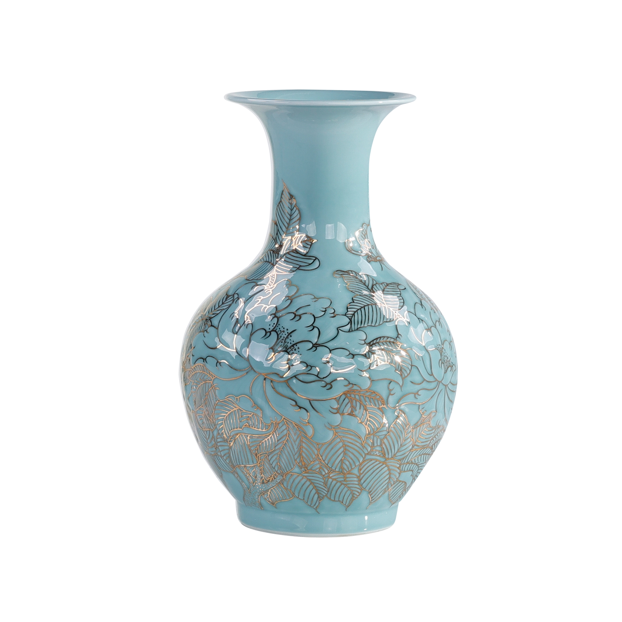 Turquoise Florals Vase