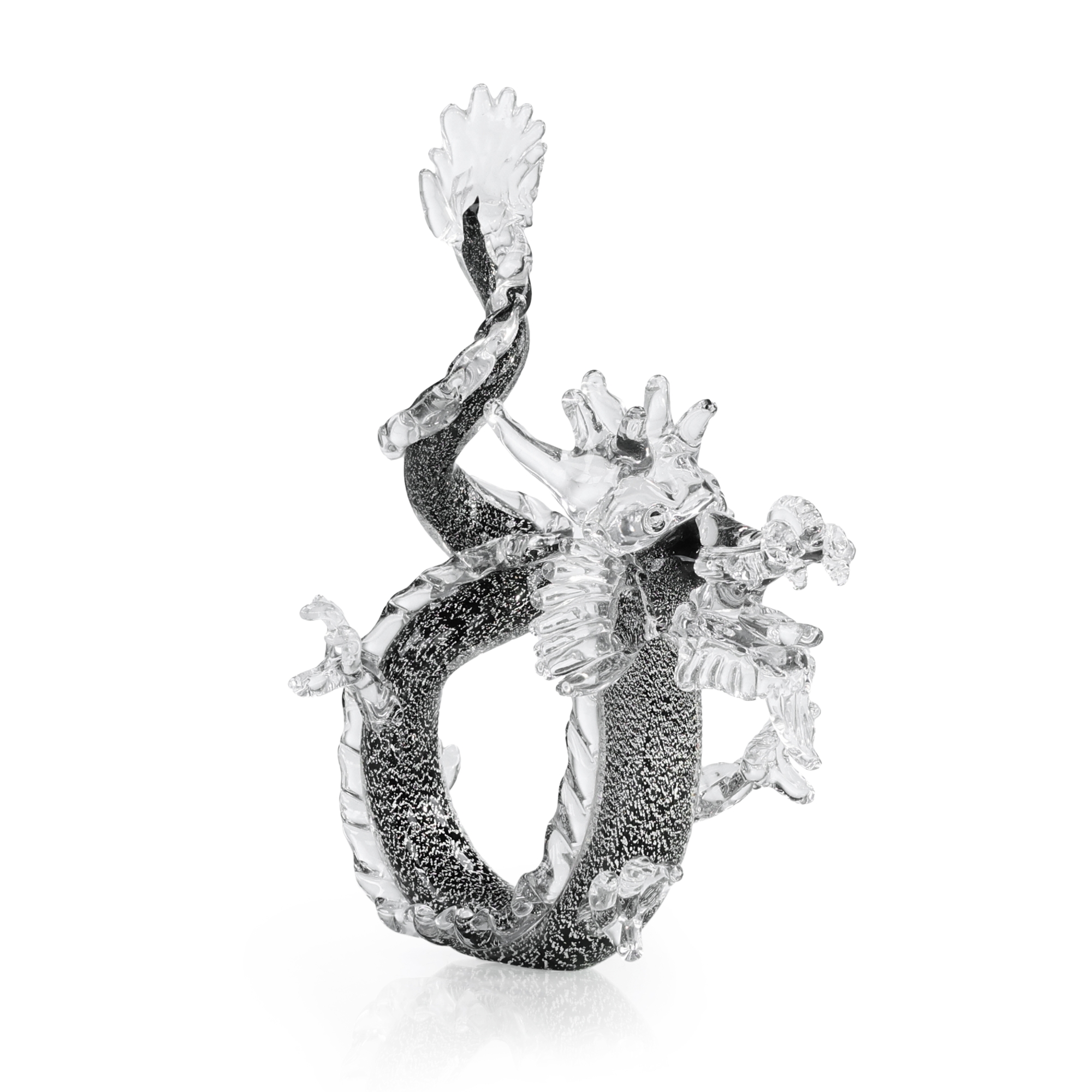 Glass Dragon Sculpture, Large Blue