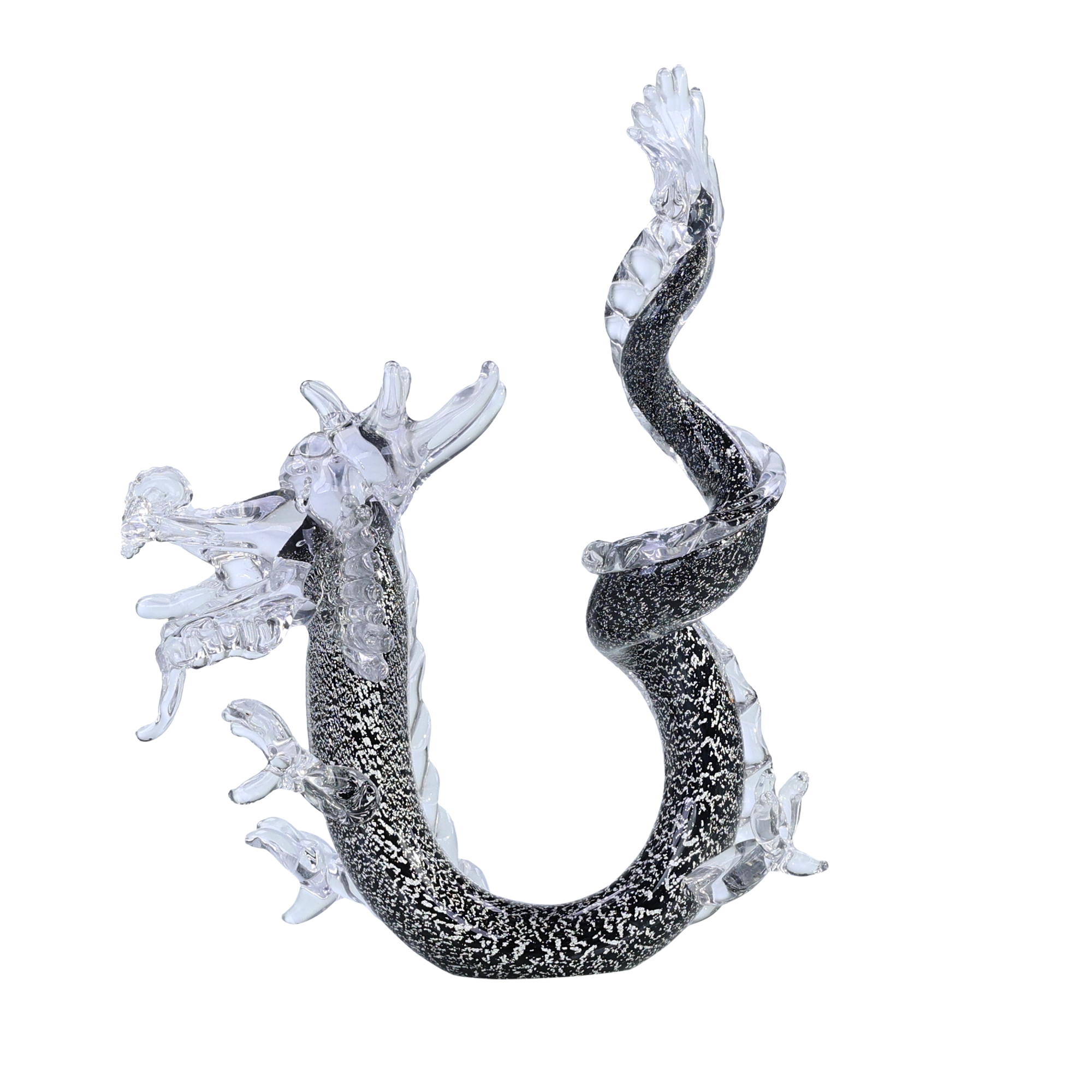 Glass Dragon Sculpture, Large Blue