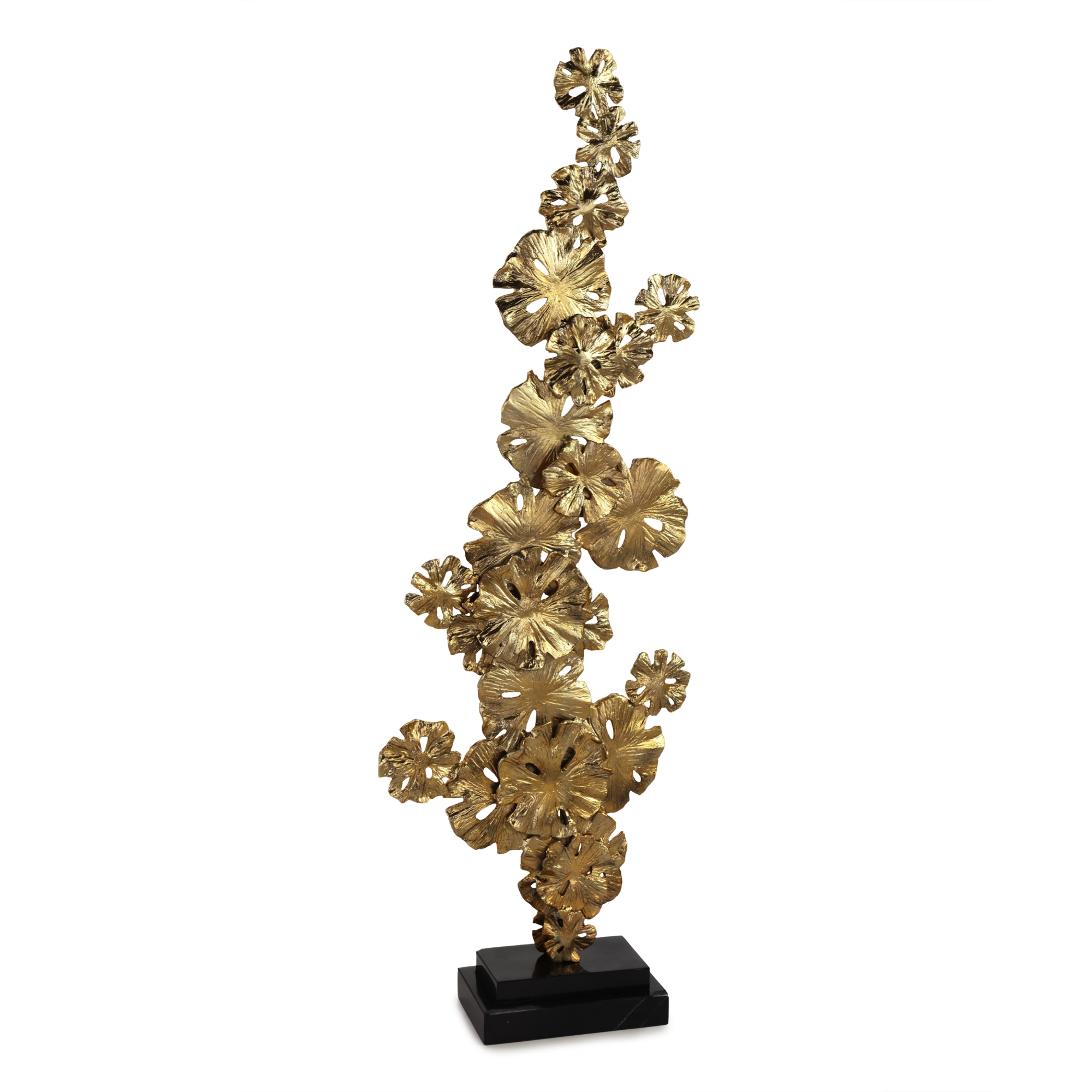Flower Tower Sculpture on Marble, Brass