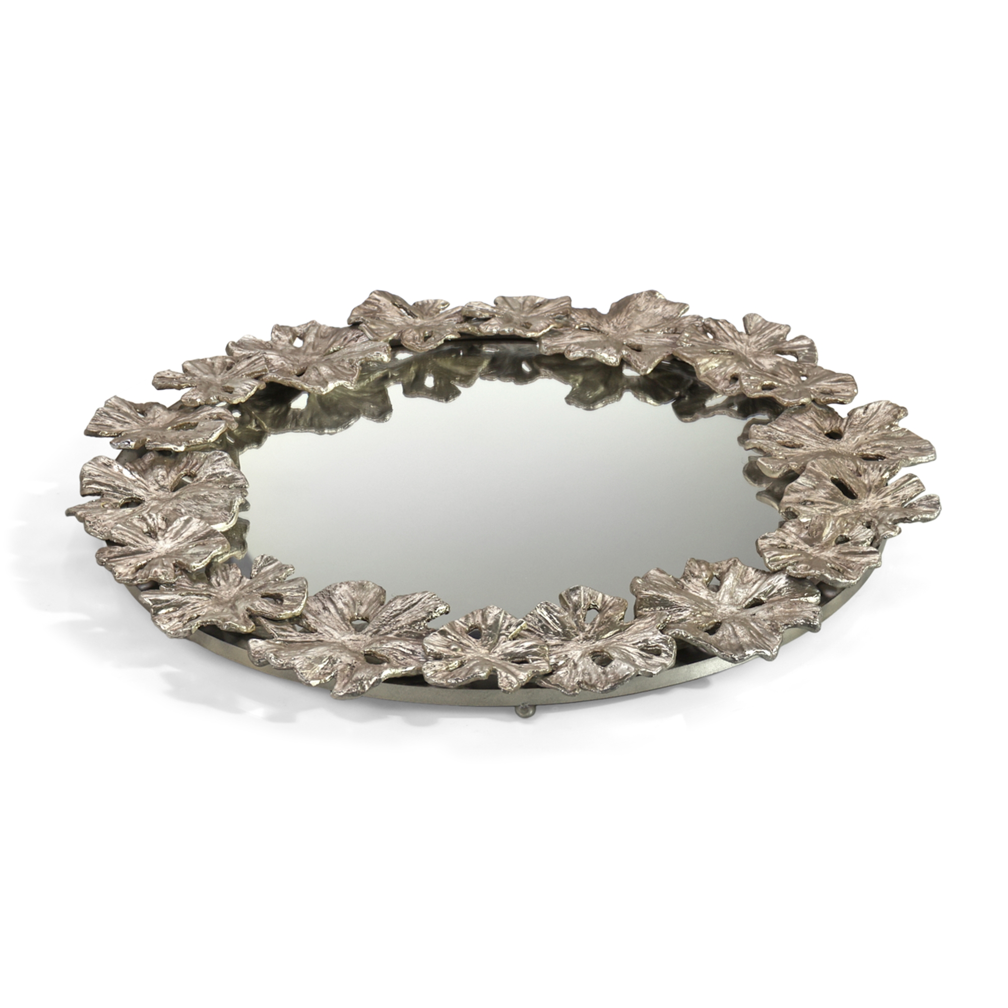 Floral Wreath Tray, Nickel