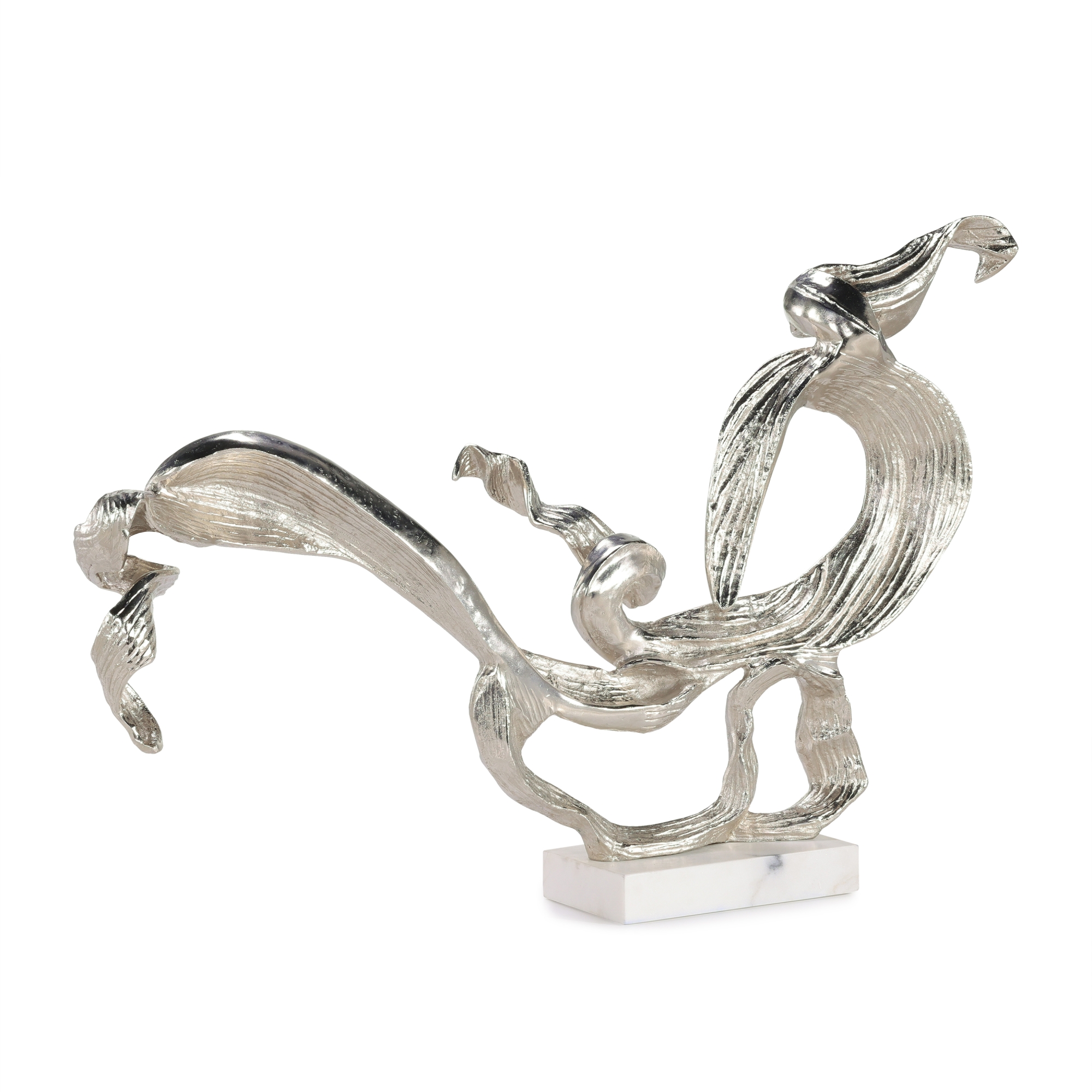 Flourished Leaf Sculpture on Marble, Nickel