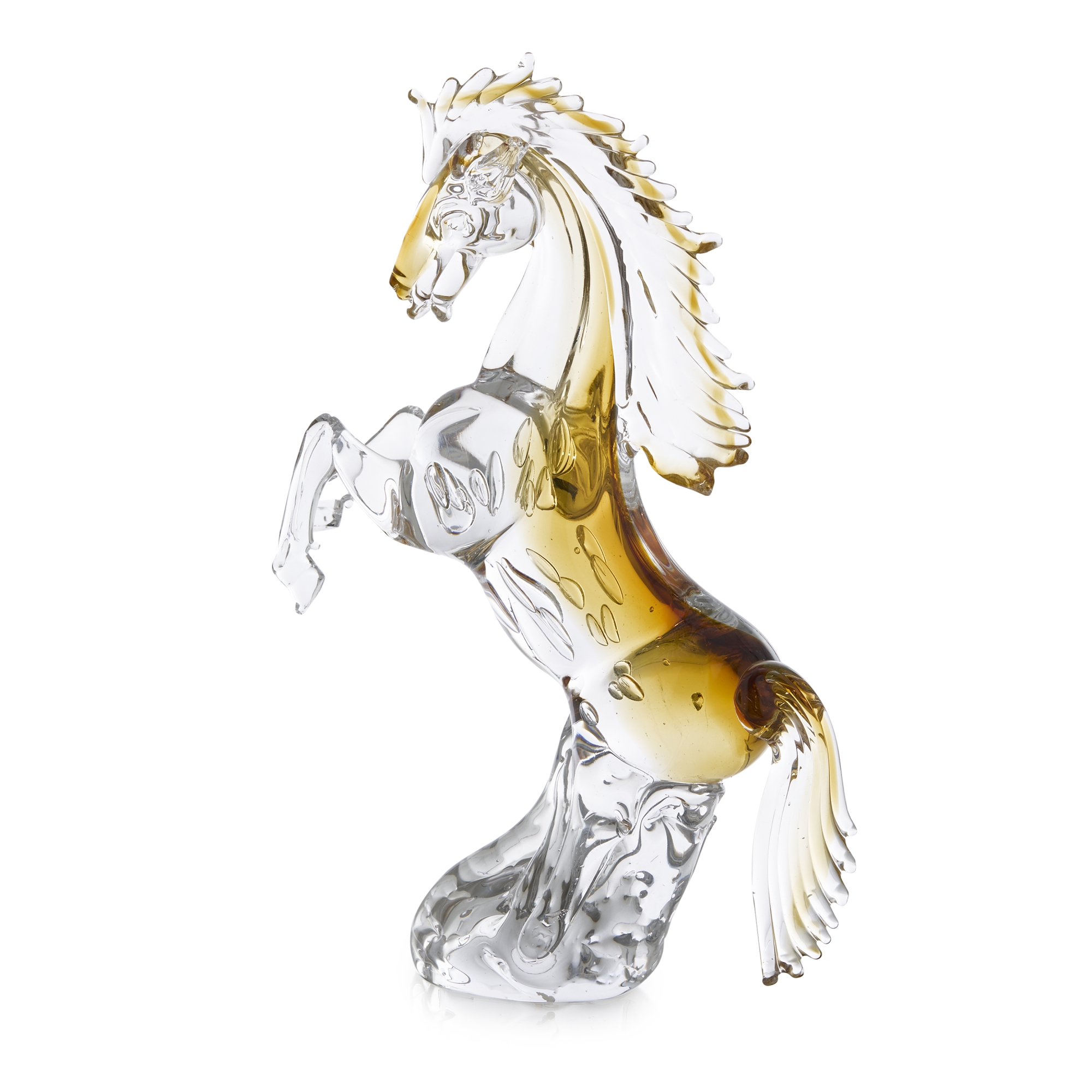Rearing Glass Horse Sculpture