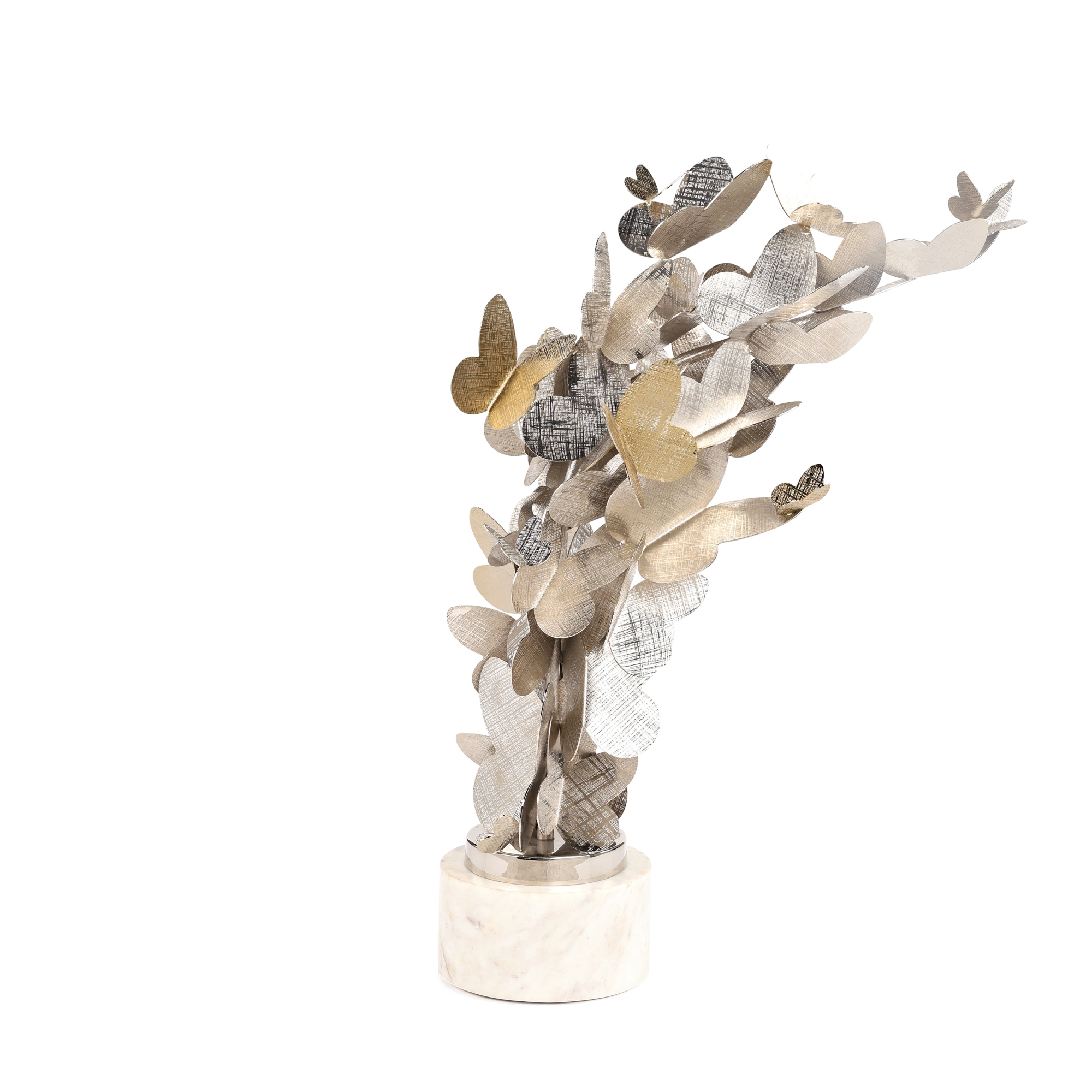 Dancing Butterflies Sculpture on Marble, Small Two-Tone
