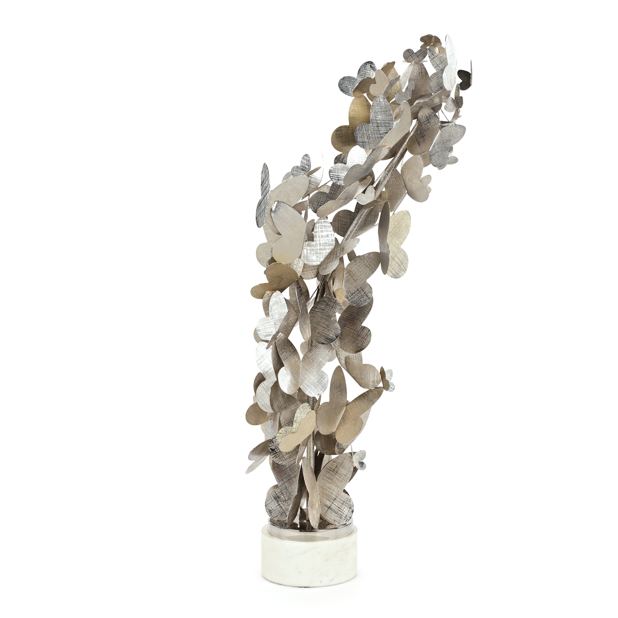 Dancing Butterflies Sculpture on Marble, Large Two-Tone