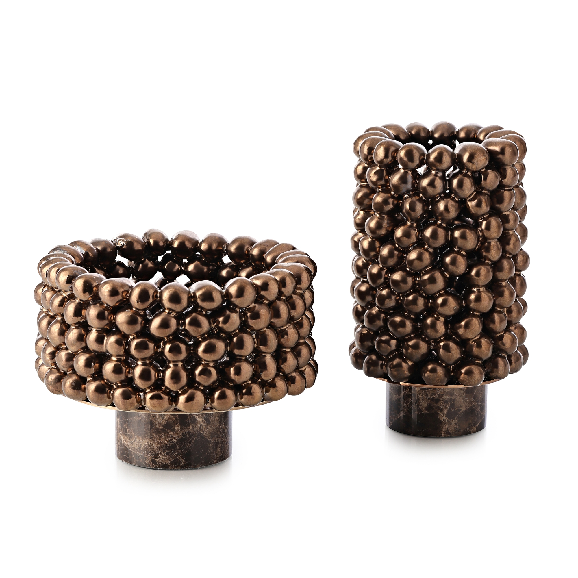 Tsumi Vase and Bowl, Set of 2 Bronze