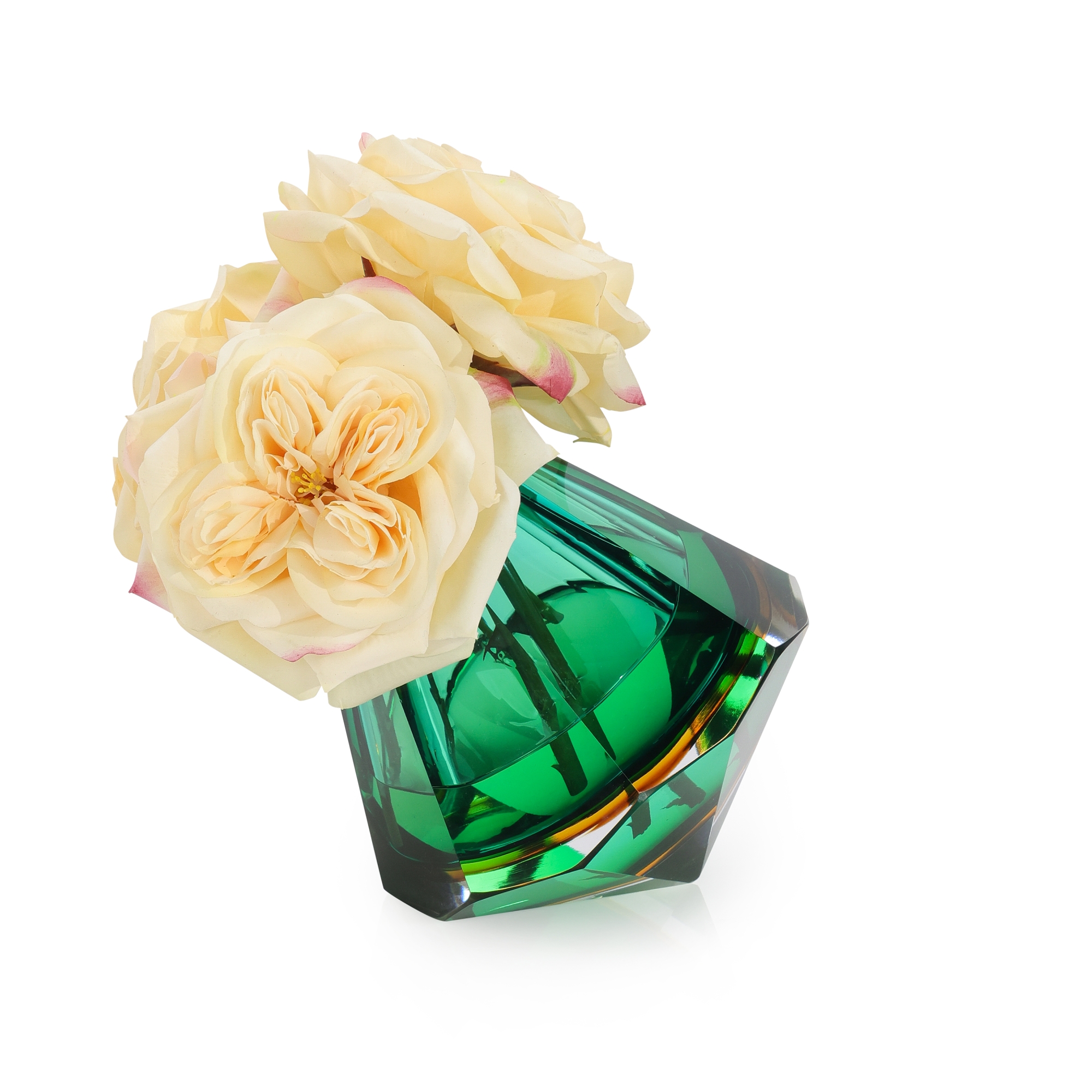 Emerald Art Glass and Roses