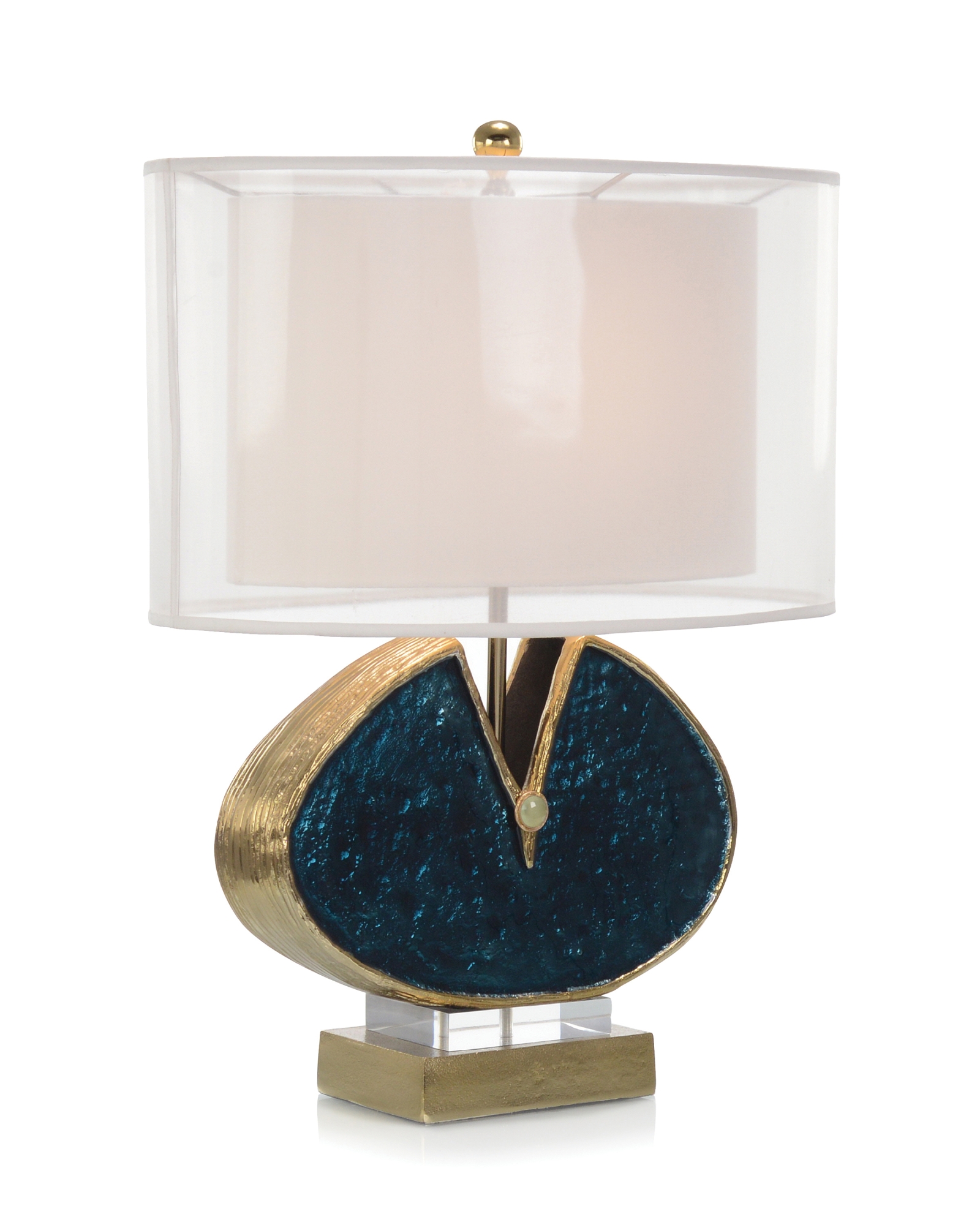 Blue Enameled and Jeweled Table Lamp