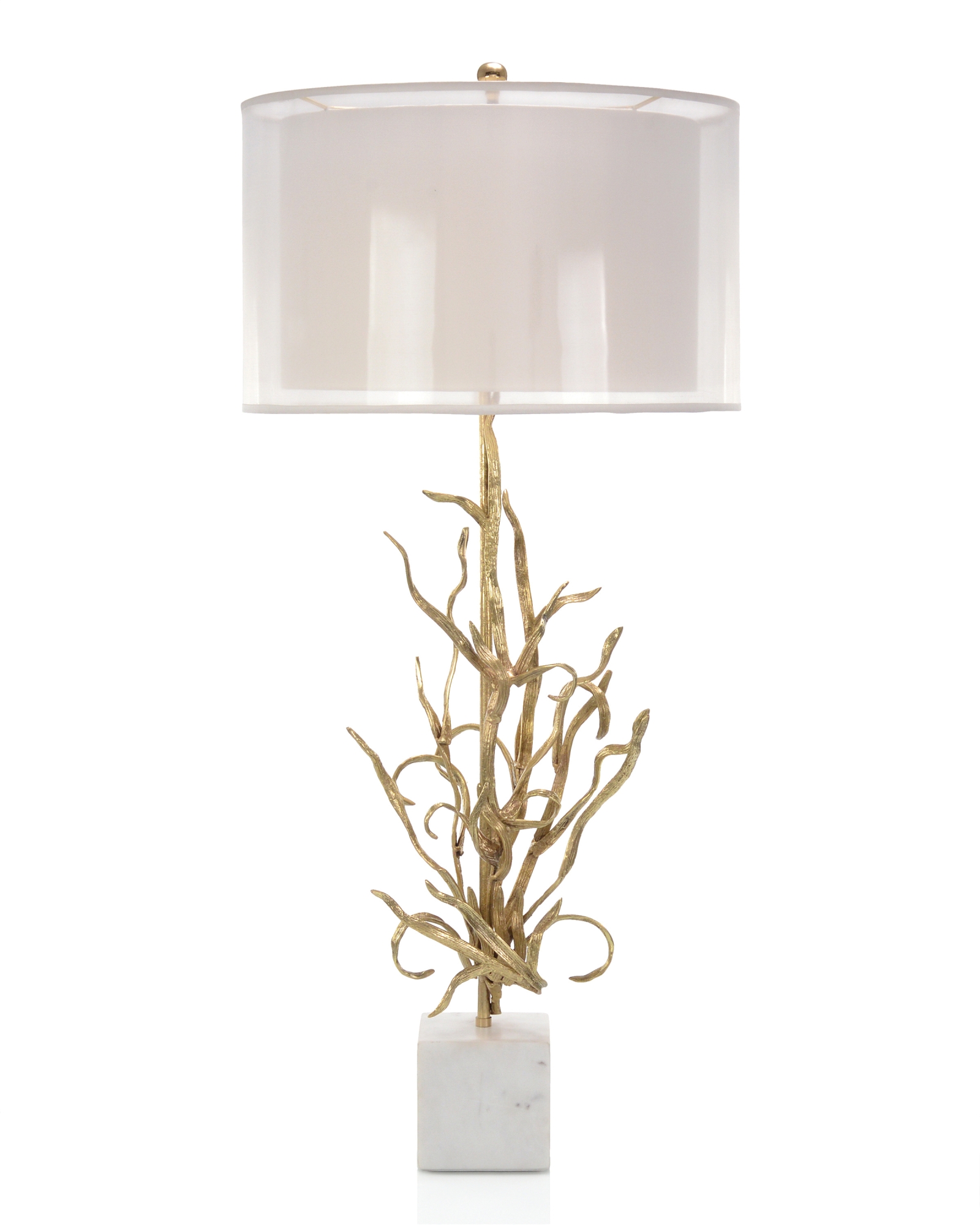 Swirling Reeds in Brass Table Lamp