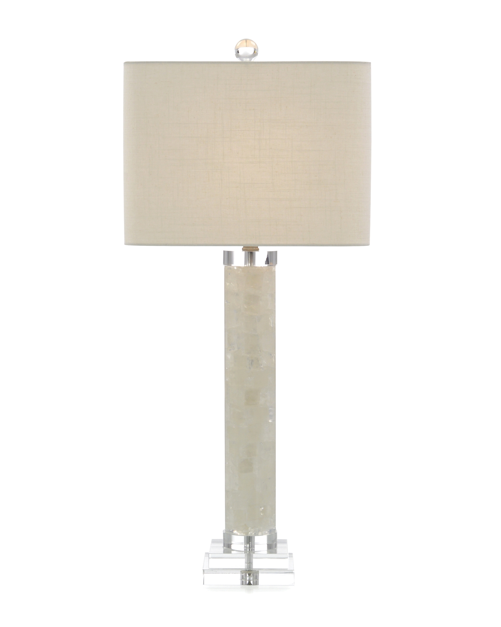 White Calcite and Quartz Table Lamp