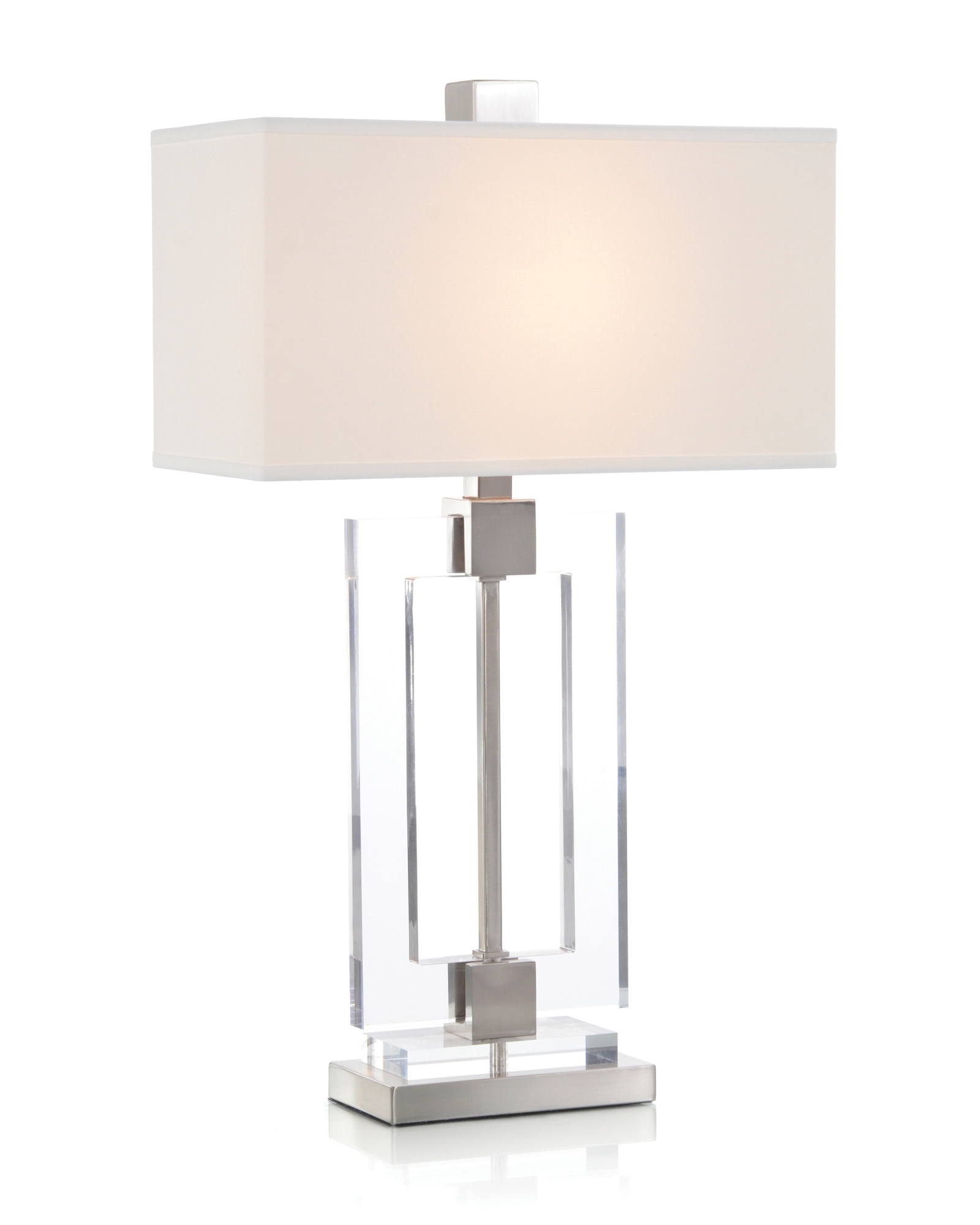 Glass and Brushed Nickel Frame Table Lamp