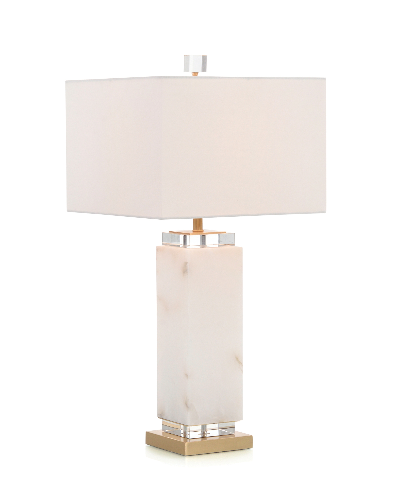 White Alabaster Column Table Lamp