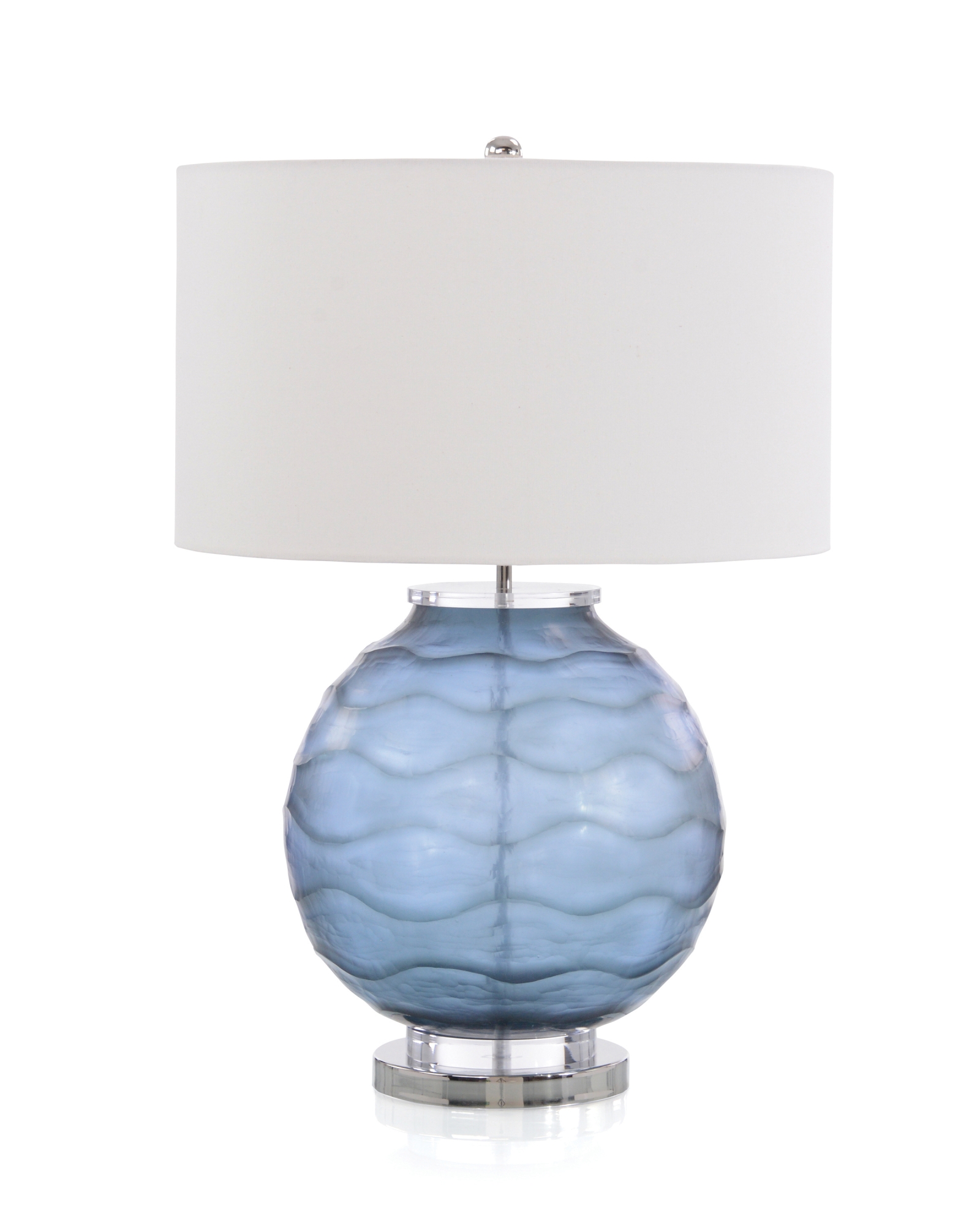 Carved Prussian Blue Table Lamp