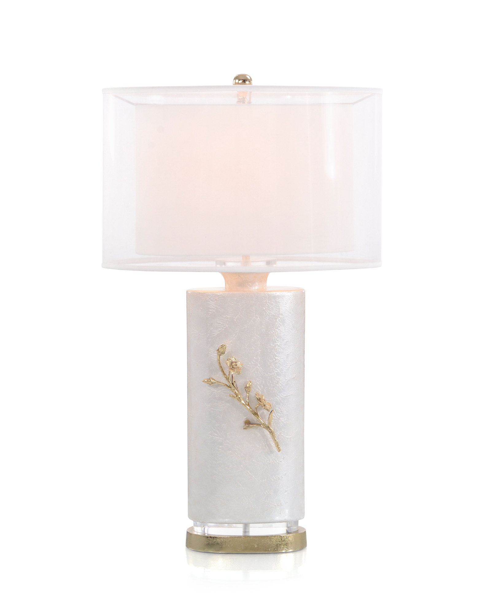 Shimmering White With Cherry Blossom Table Lamp