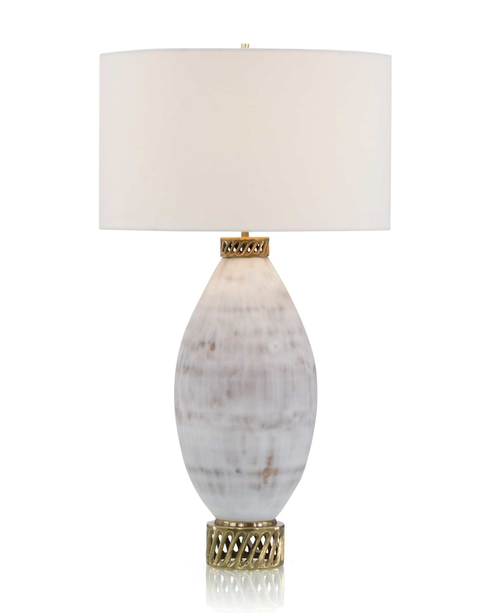 White and Cream Marbled Glass Table Lamp