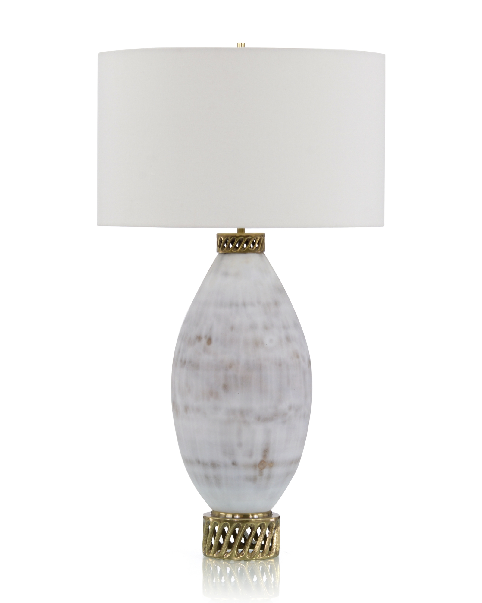 White and Cream Marbled Glass Table Lamp