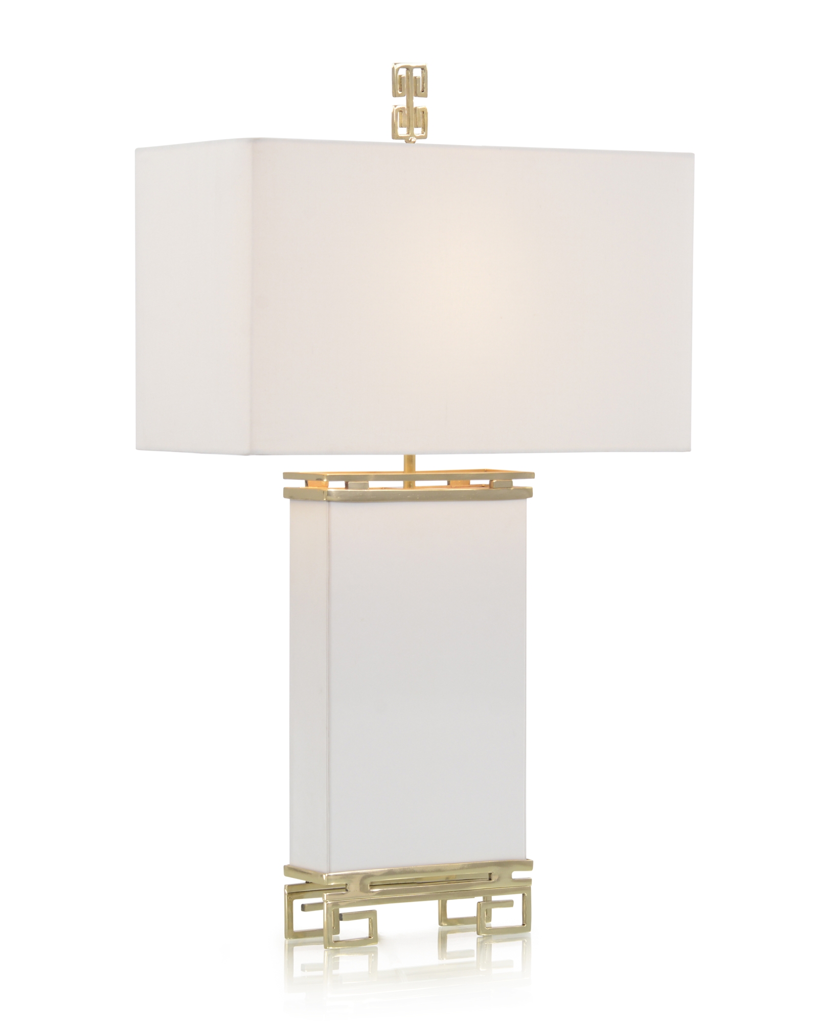 Ivory Leather and Brass Table Lamp