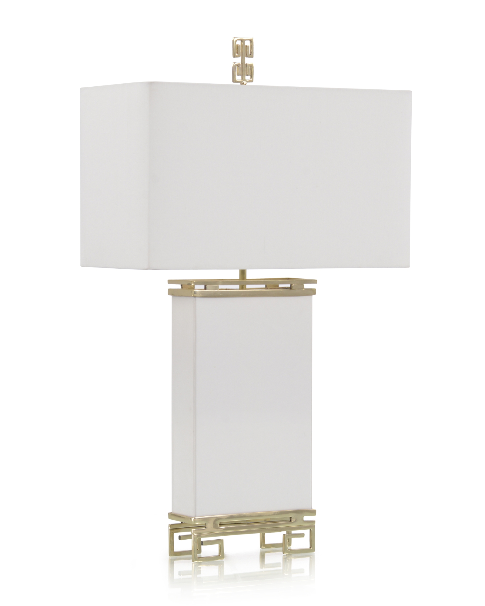 Ivory Leather and Brass Table Lamp