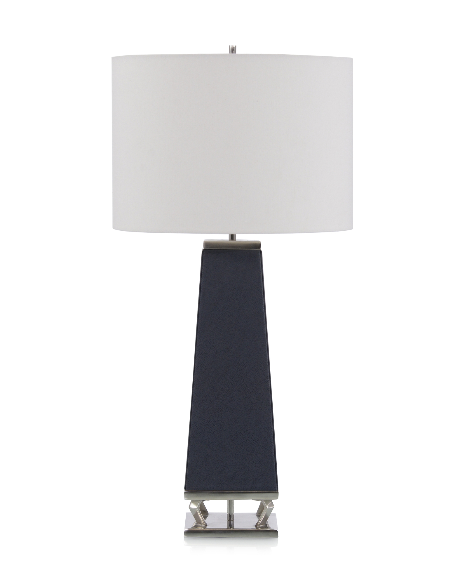 Navy Leather and Brushed Nickel Table Lamp